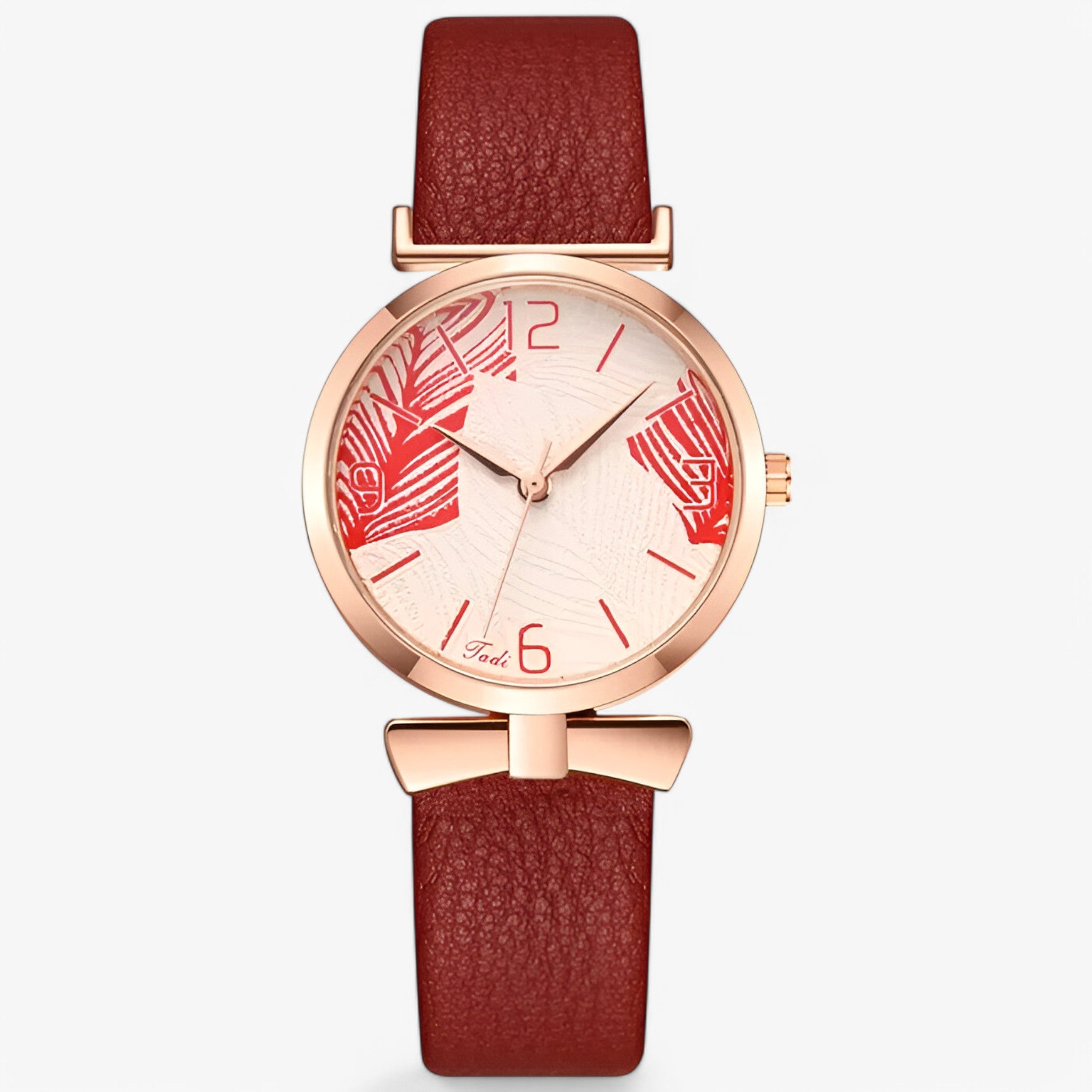 Lesley | Orologio da donna digitale al quarzo con motivo a foglia e cinturino alla moda - Rossa - female watch watch for women - Concept Palermo