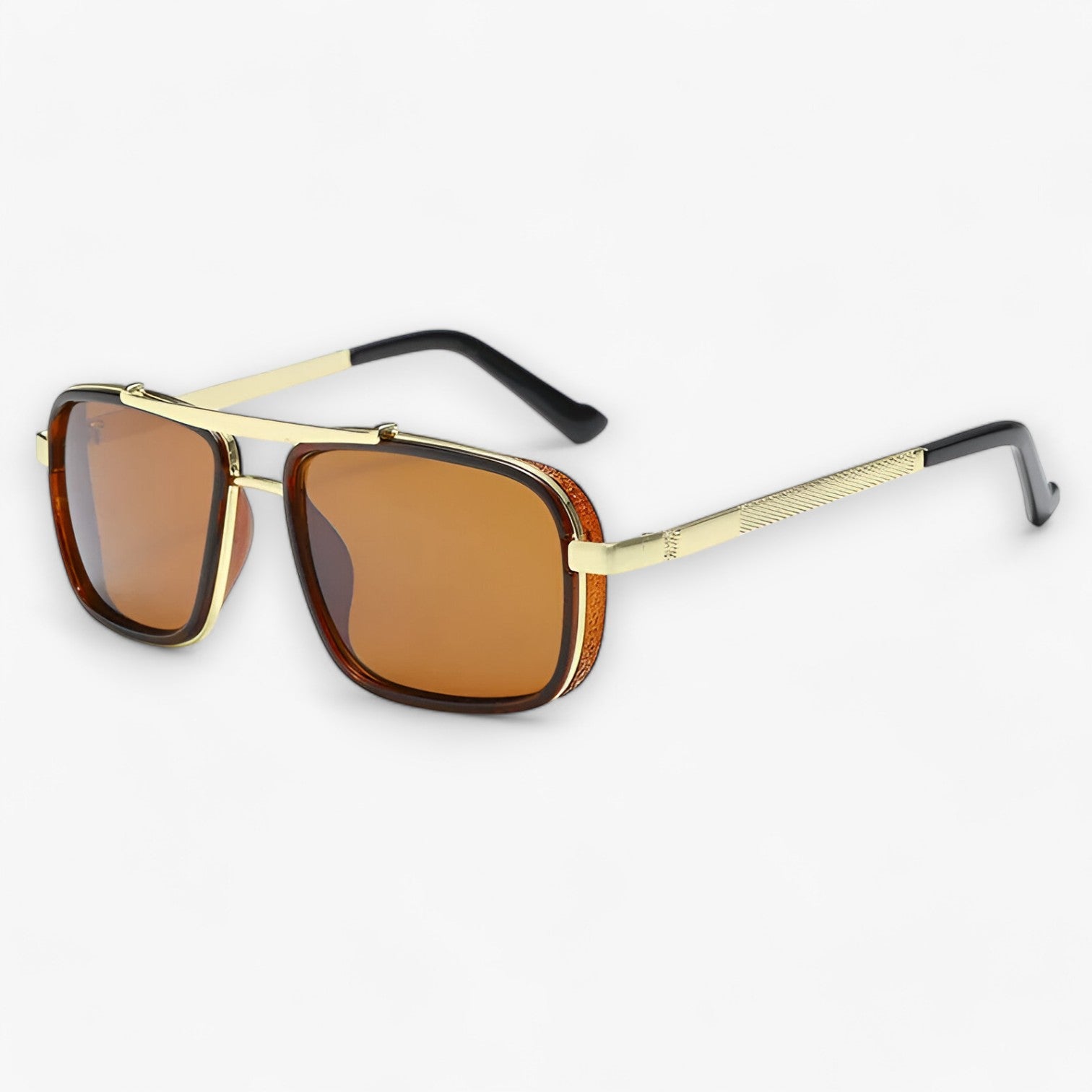 Ezra | Occhiali da pilota quadrati UV400 eleganti per uomini - Tè dorato - mens accessory mens sunglasses Sunglasses - Concept Palermo