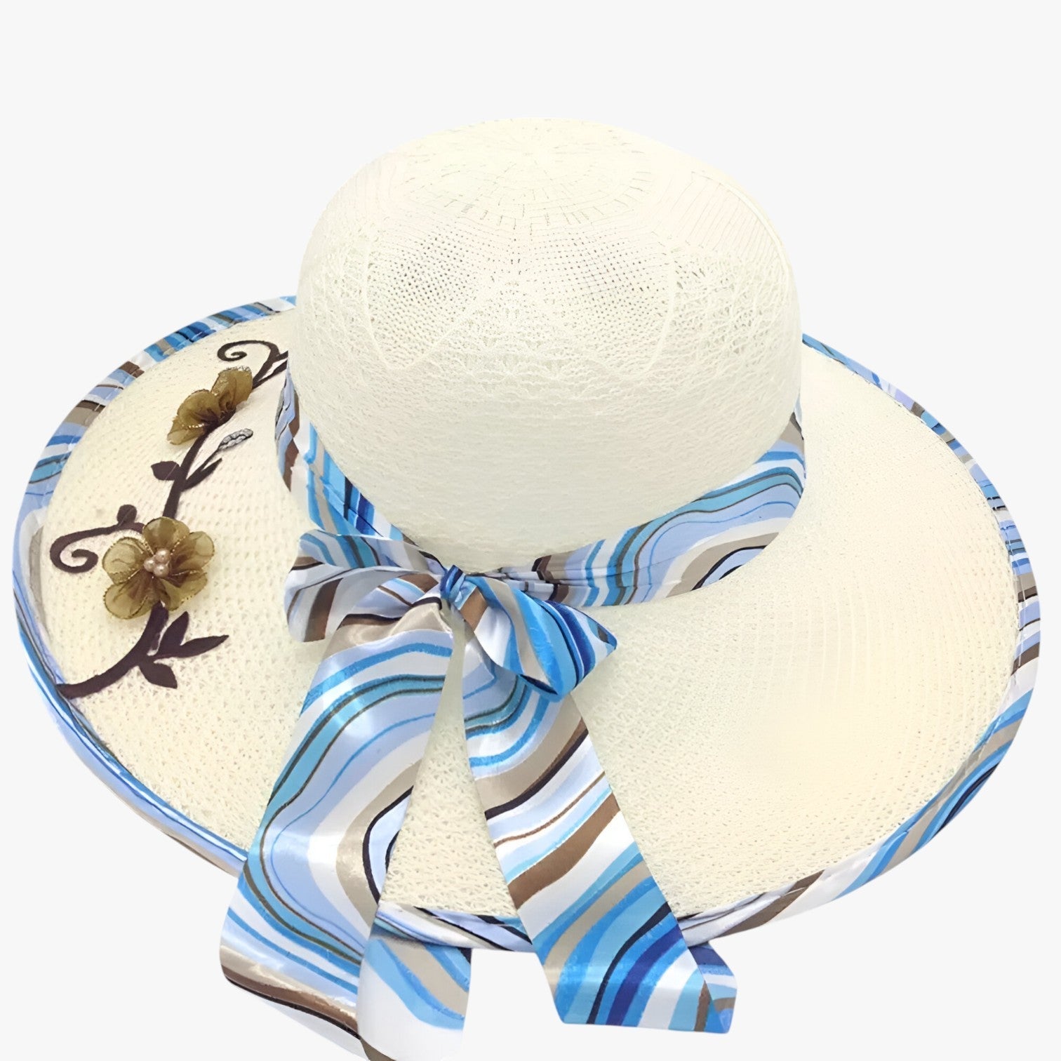 Nadia | Cappello estivo con grande fascia - Elegante, pieghevole e protettivo dai raggi UV - Bianco - hat Hat for girls summer hat Sun Hats women hat - Concept Palermo