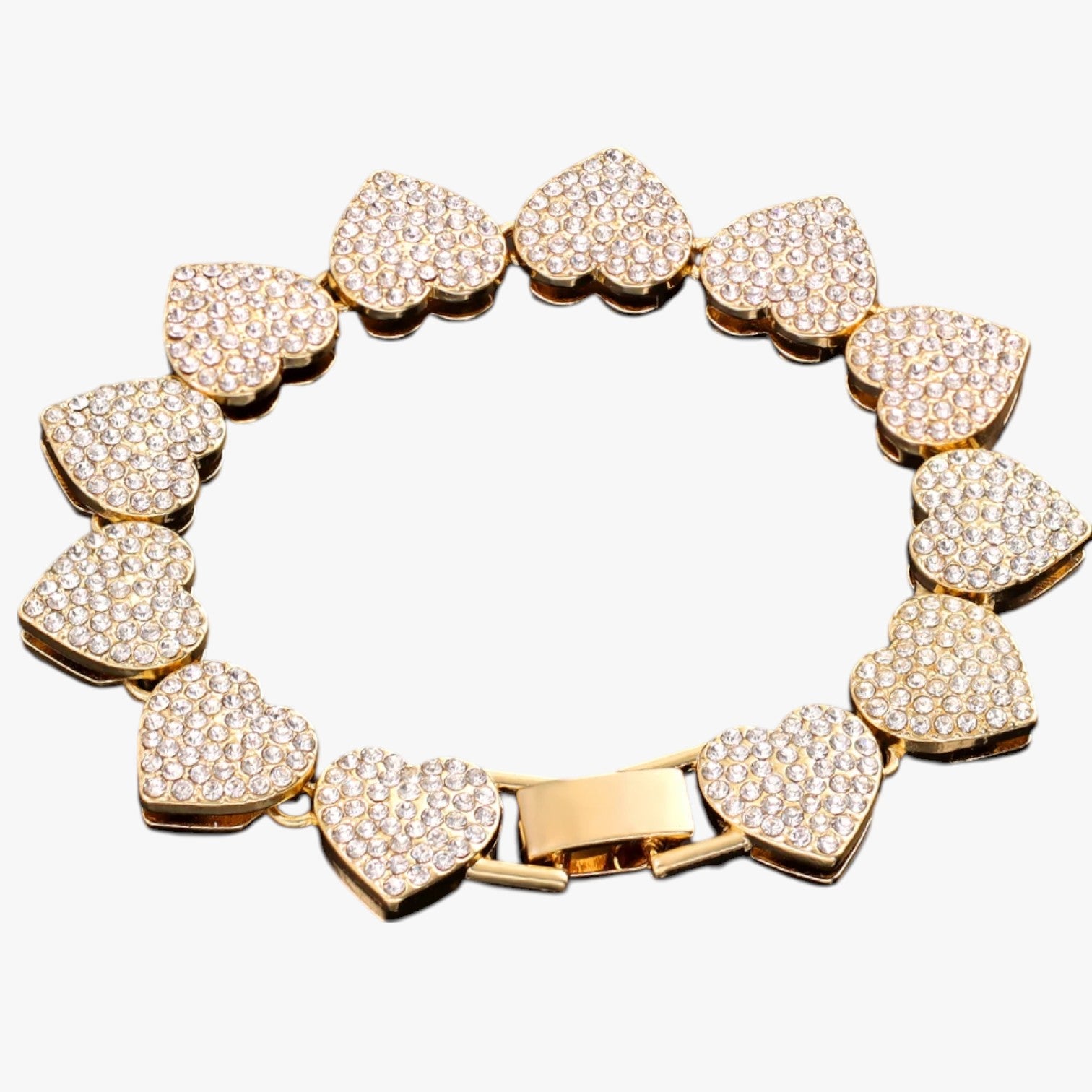 Emery | Bracciale Tennis con Ciondoli Cuore & Cristallo – Eleganza Hip Hop per Ogni Occasione - Oro 1 - BRACELET BRACELET FOR WOMEN BRACELETS bracelets for women women bracelets - Concept Palermo