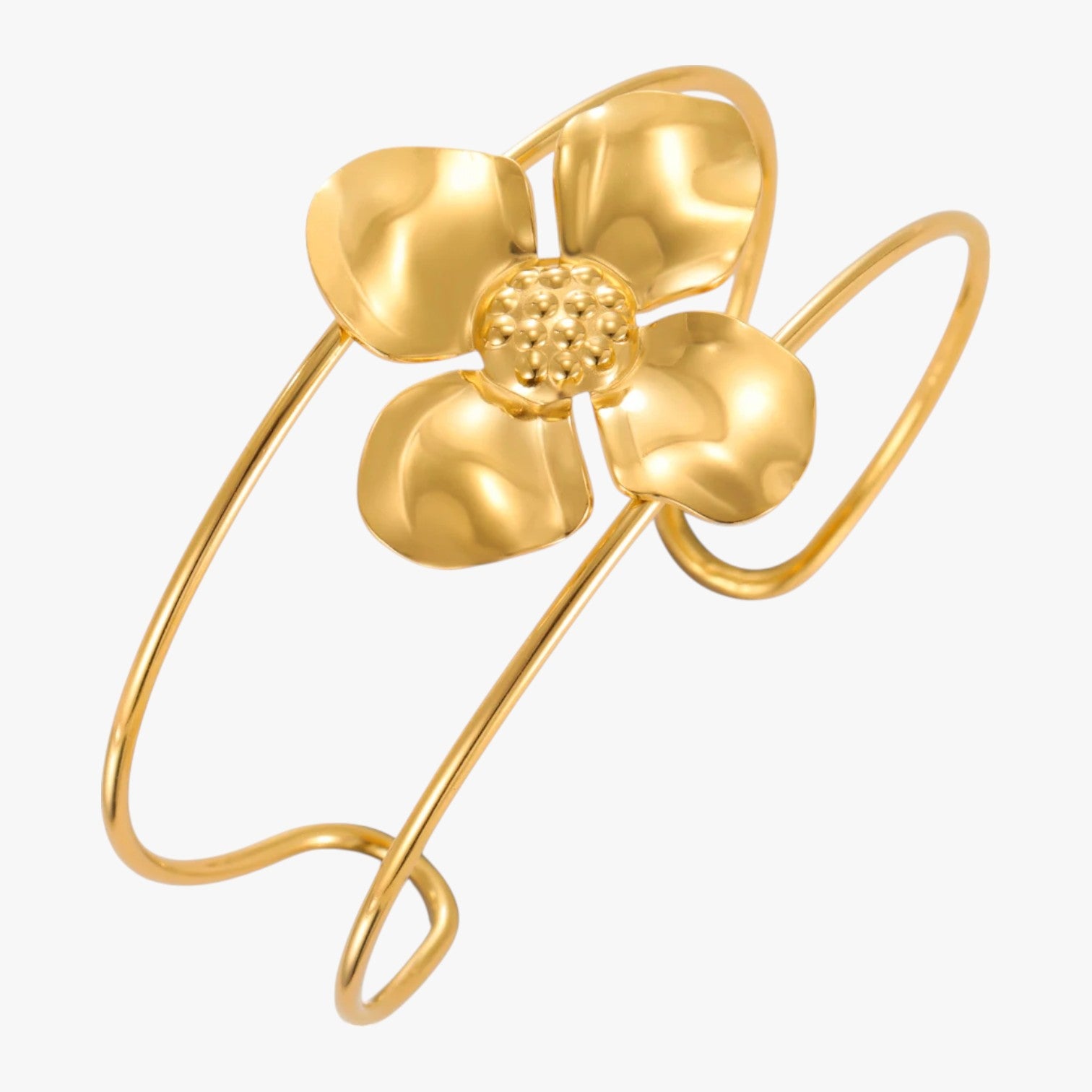 Vivian | Bracciale rigido Flora Gold in acciaio inossidabile con fiore, impermeabile ed elegante - oro Adjustable - BRACELET BRACELET FOR WOMEN BRACELETS bracelets for women - Concept Palermo