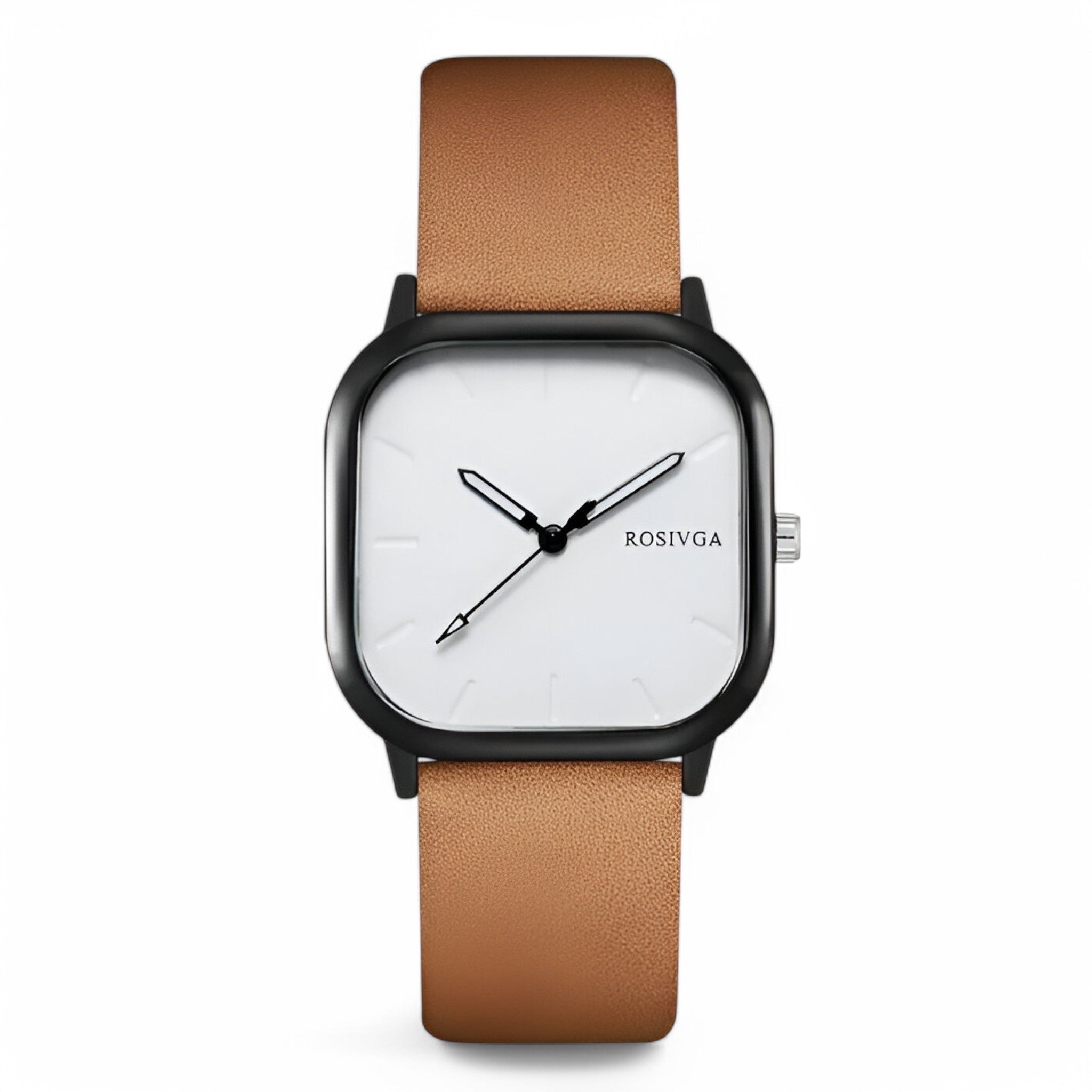 Elias | Orologio al quarzo con quadrante quadrato in pelle PU - Caffè - - Concept Palermo