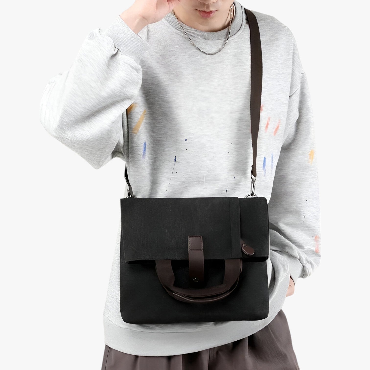 Kelvin | Elegante e versatile: Borsa a tracolla in canvas per uomini - - Bags handbags mens bag - Concept Palermo