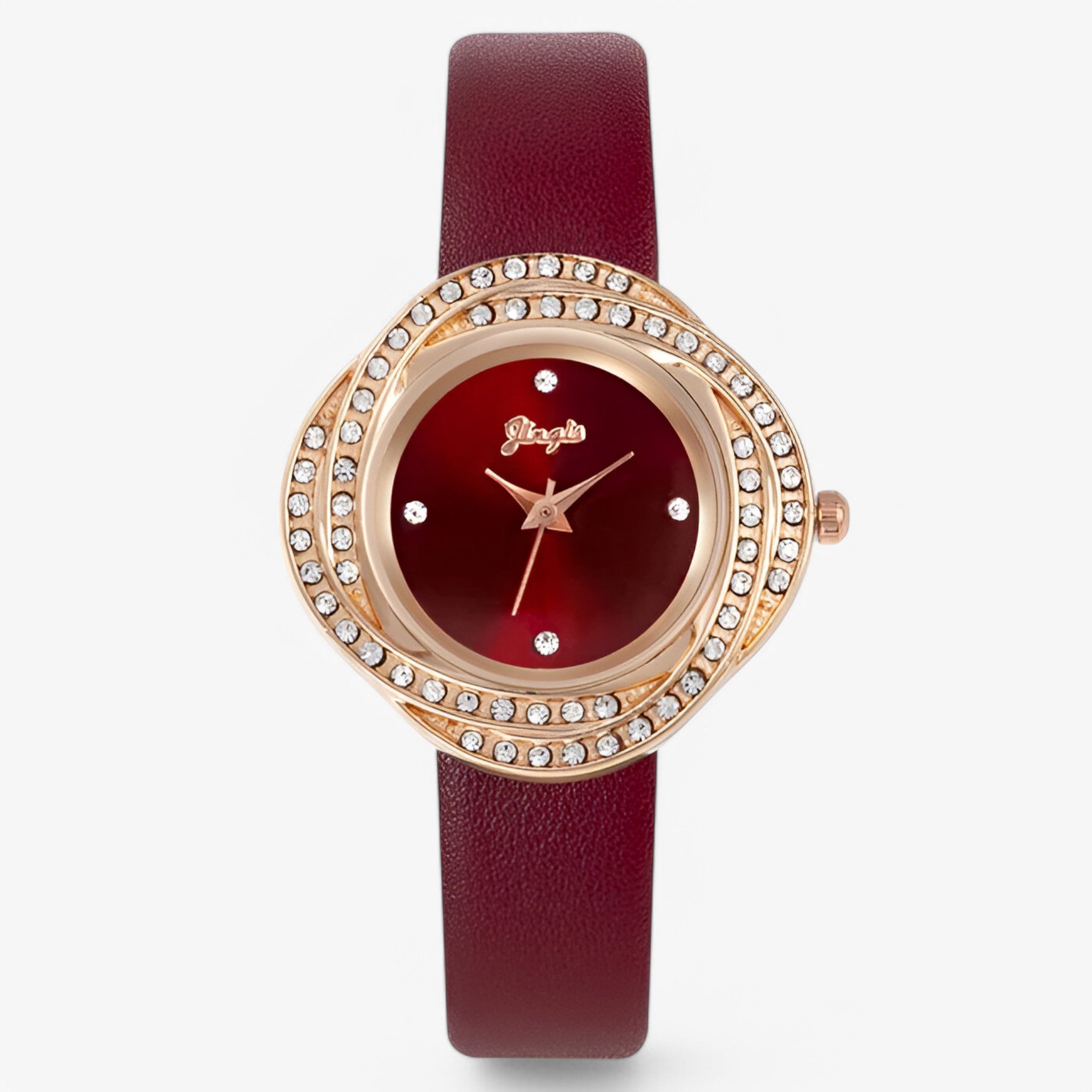 Patricia | Orologio da donna in pelle con quadrante a strass irregolari - Rossa - female watch watch for women - Concept Palermo