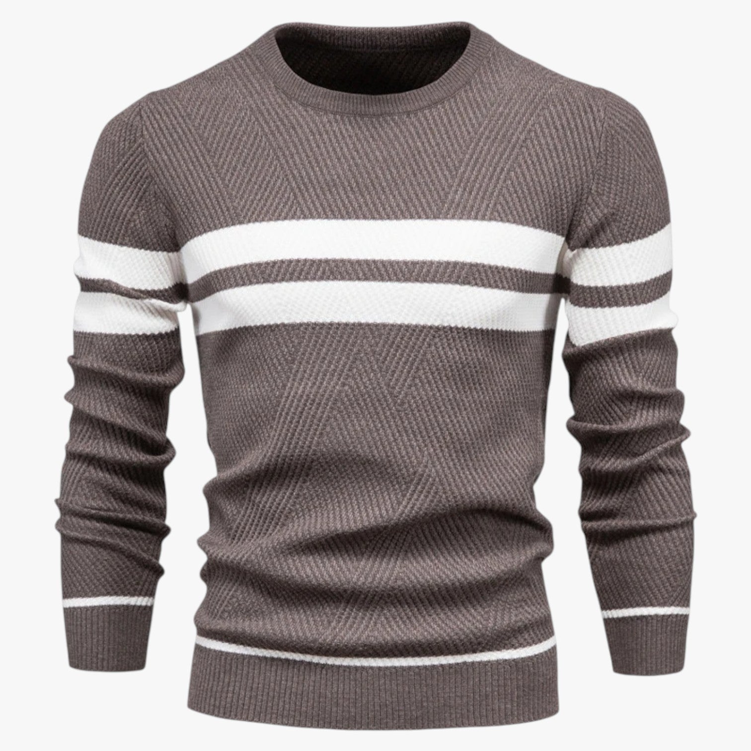 Adam | Maglione Autunnale Uomo Calore Slim con Stile Floreale Elegante - Caffè - Sweater sweater men sweaters - Concept Palermo