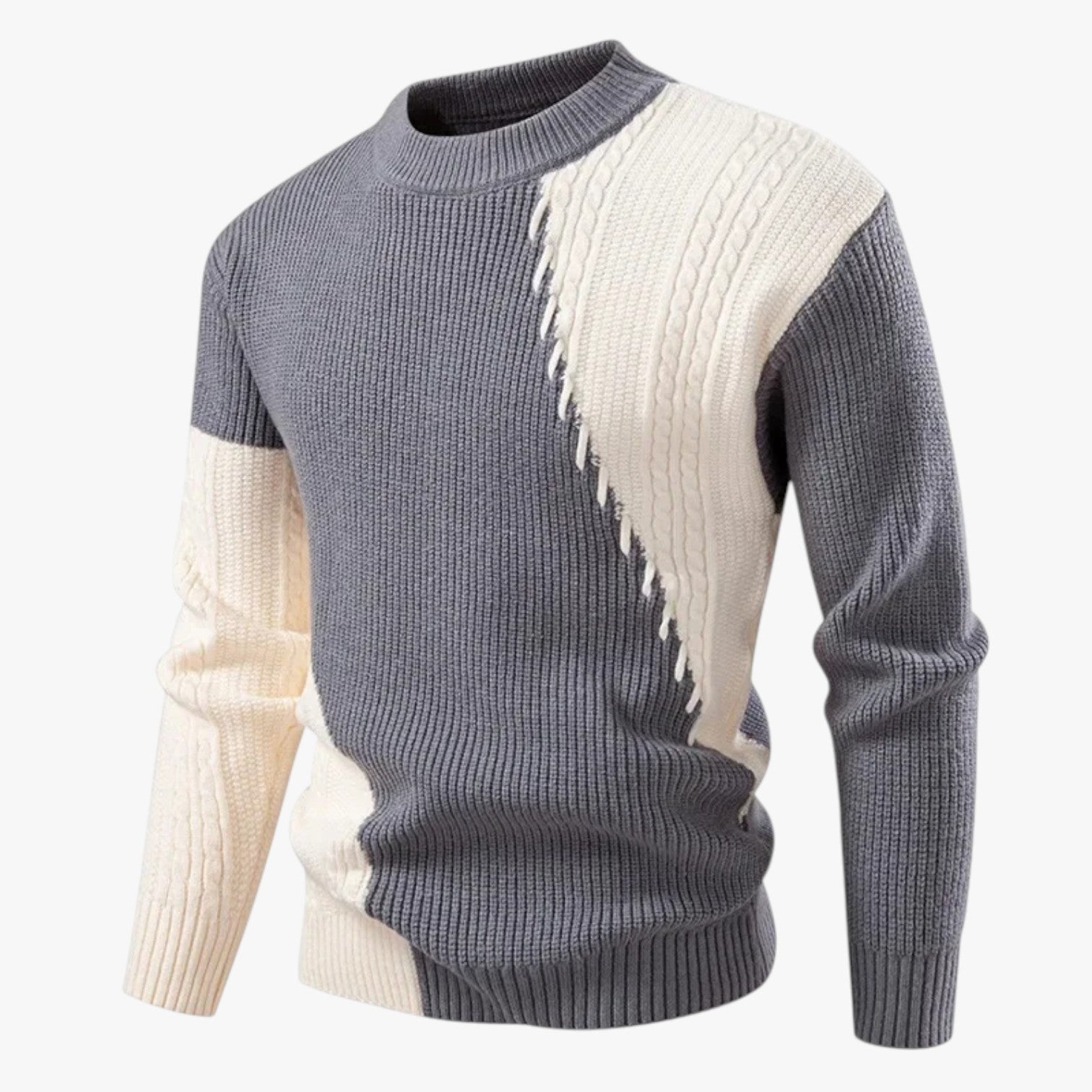 Felix | Maglione oversize da uomo, caldo ed elegante, color block, per l'autunno - GRIGIO - Sweater sweater men sweaters - Concept Palermo