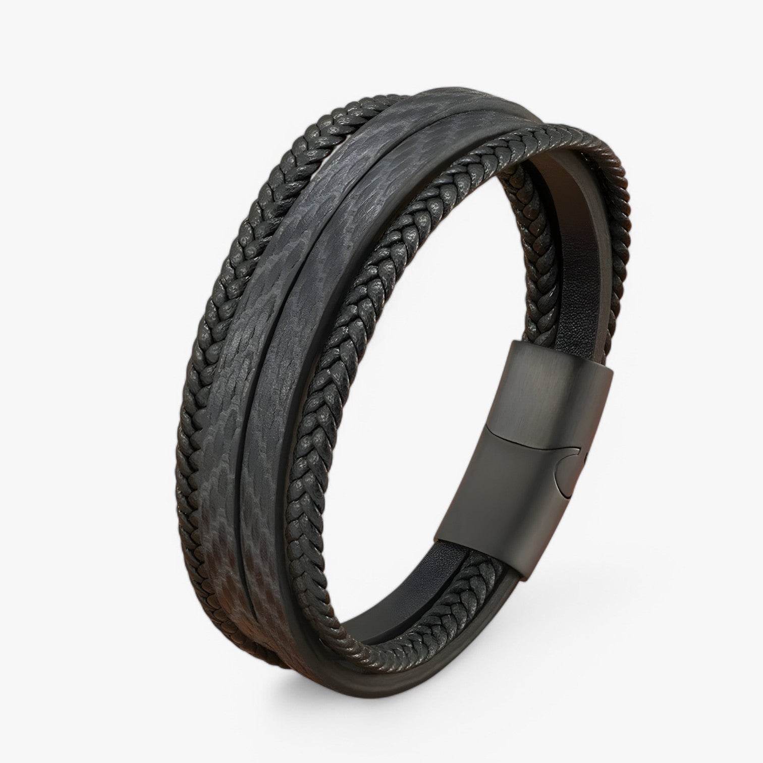 Olivier | Bracciale da Uomo Elegante – Multistrato & Magnetico - Nero con Nero - BRACELETS mens accessory mens bracelet - Concept Palermo