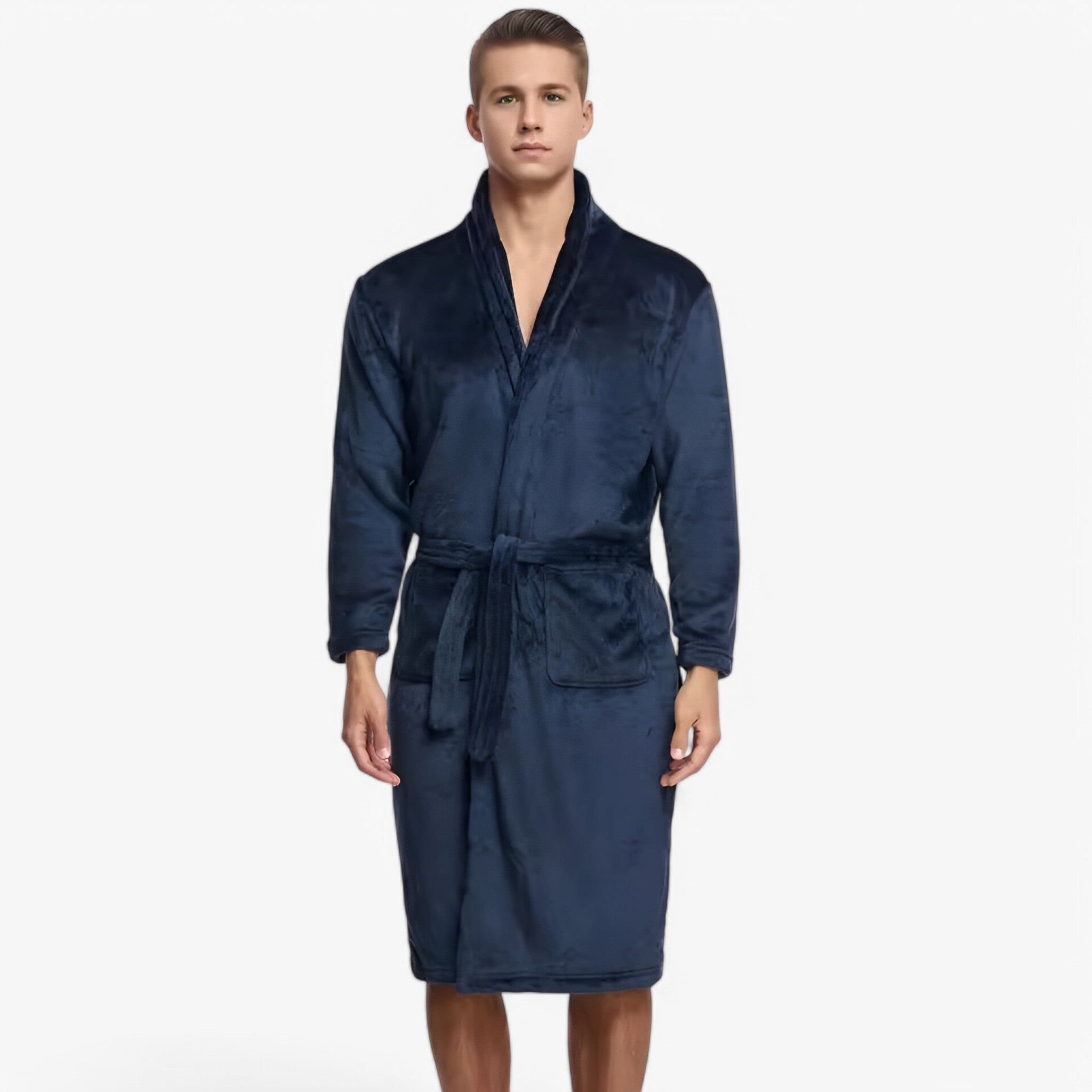 Jonas | Morbido Pigiamino in Flanella con Tasche - Blu Marino Una Taglia Cina - - Concept Palermo