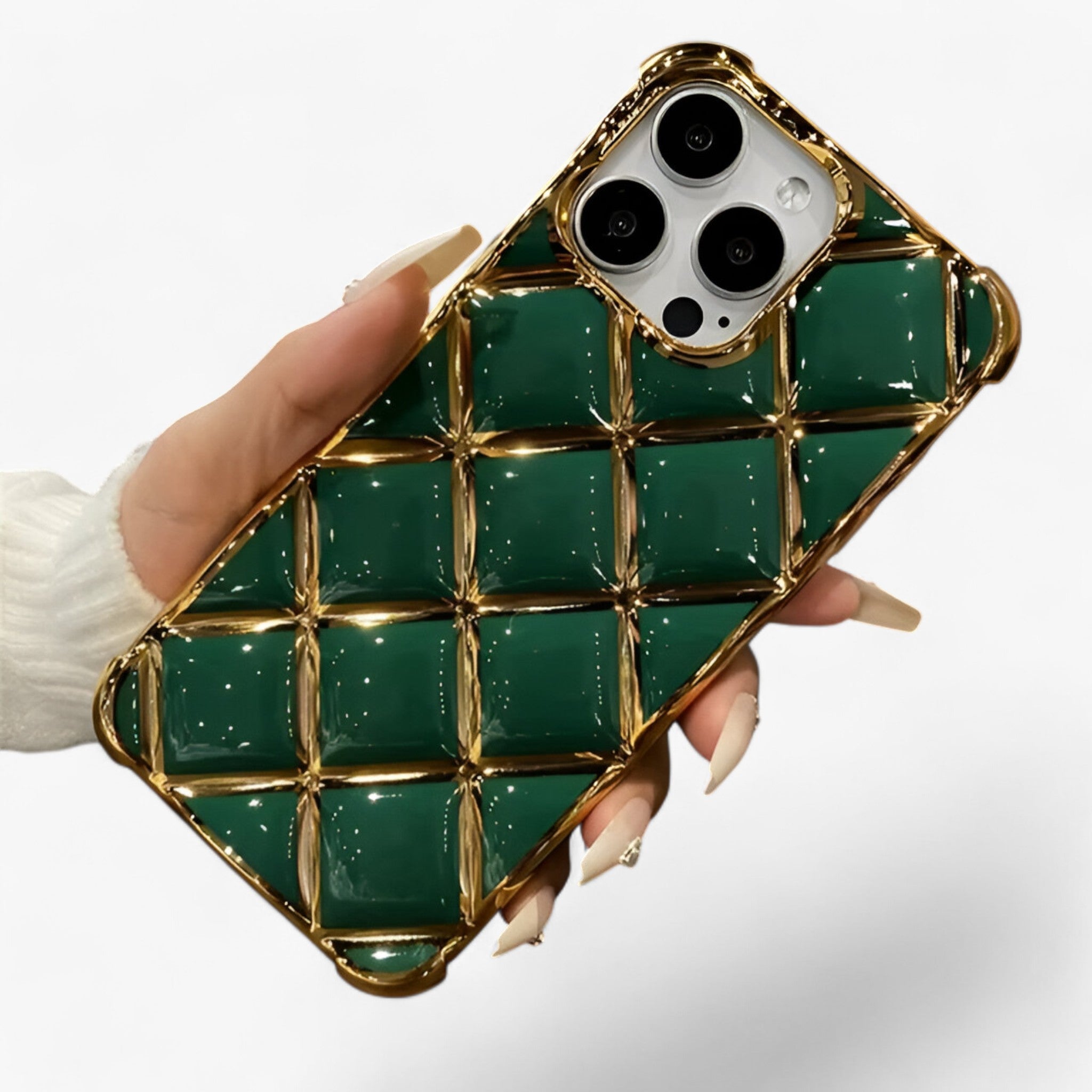 Elena | Lussuosa custodia per telefono Diamond Grid - Verde - - Concept Palermo