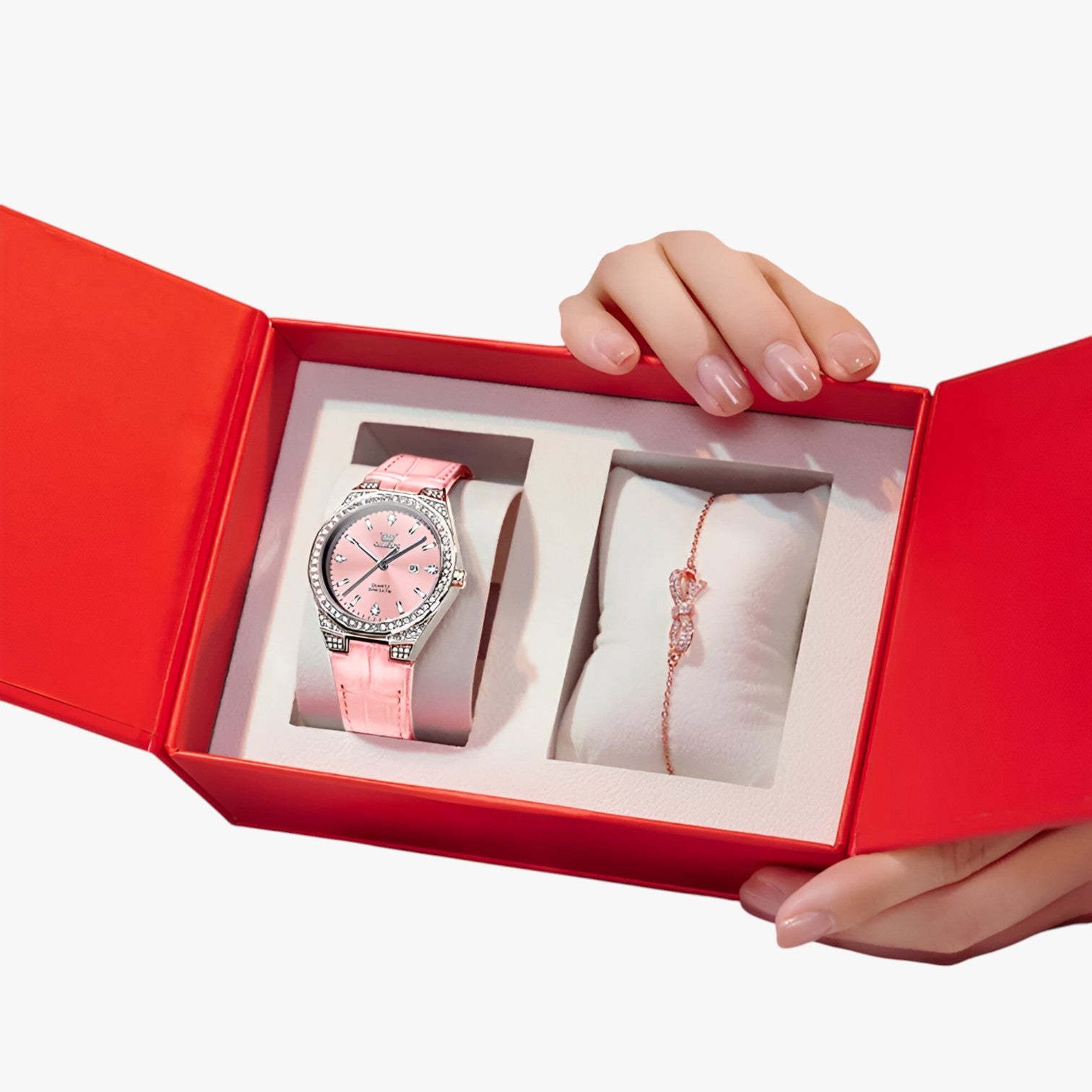Autumn | Elegante orologio impermeabile con cinturino in pelle - Set Rosa - female watch ladies watch watch watch for women watches - Concept Palermo