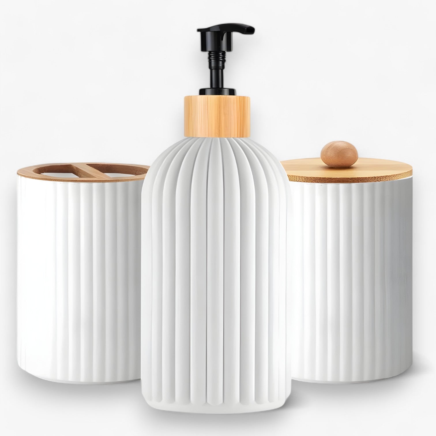 Aurelie | Organizzatore per bagno con dispenser di sapone e spazio di stoccaggio - 3pezzi-bianco - bathroom Home - Concept Palermo