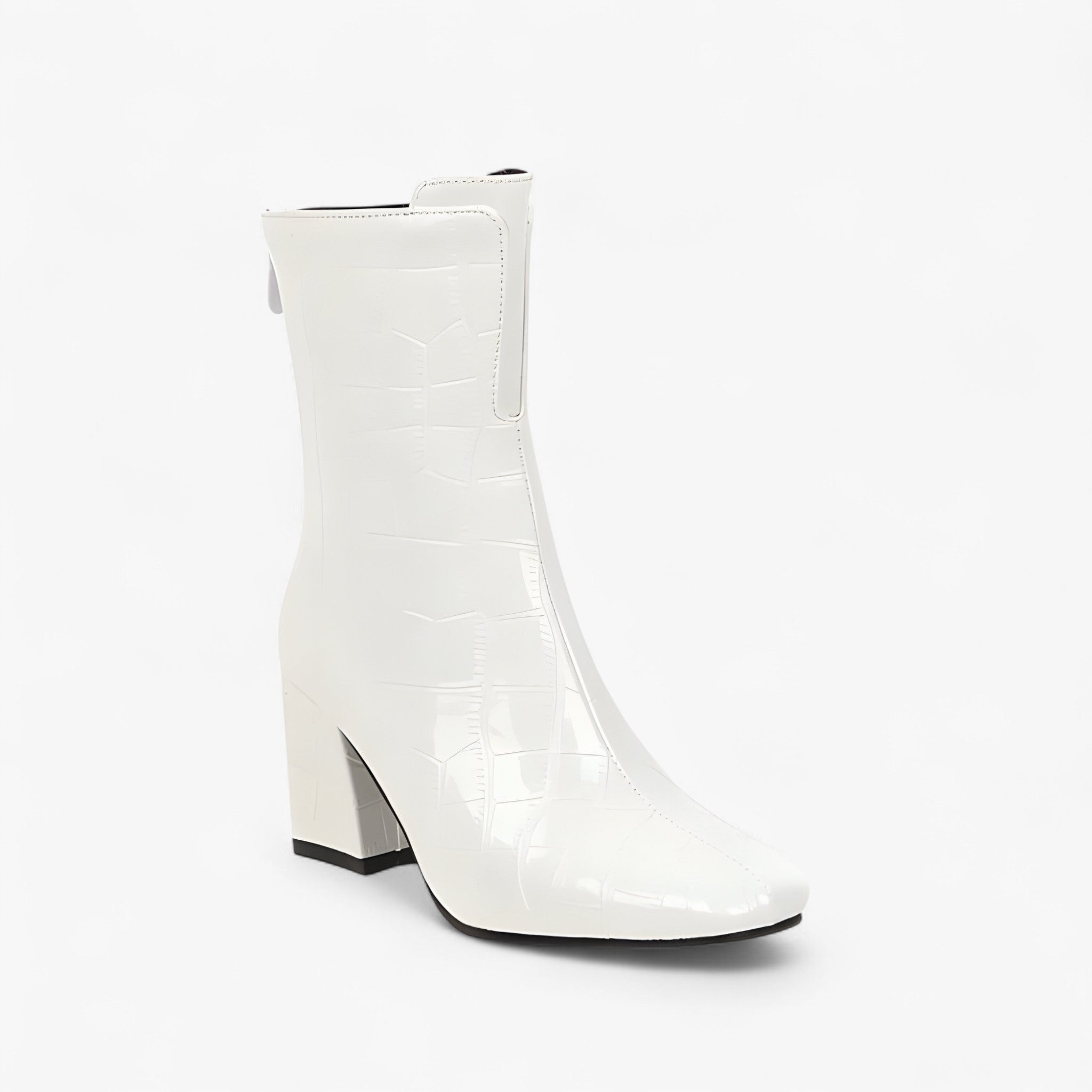 Charlotte | Stivaletti in pelle effetto coccodrillo lucido - Bianca - BOOTS Boots & Shoes - Concept Palermo