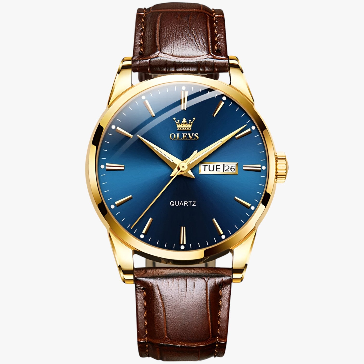 Antonio | Orologio classico in pelle impermeabile - Blu dorato - watch watch for men watches WATCHES FOR MEN - Concept Palermo