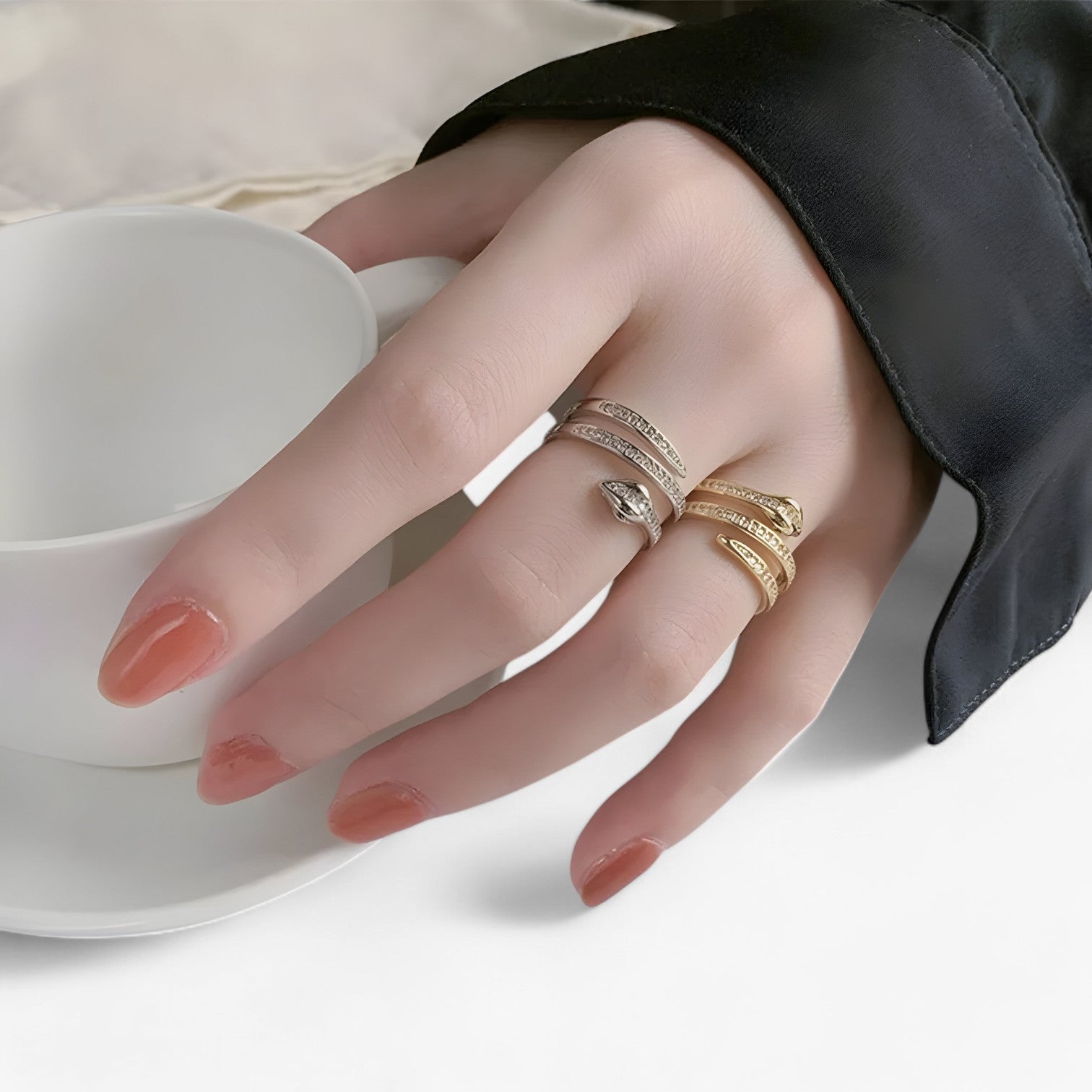Eleanor | Anello slangiforme con zirconia – Anello in rame regolabile per donne - - Accessories Jewelry Rings womens ring - Concept Palermo