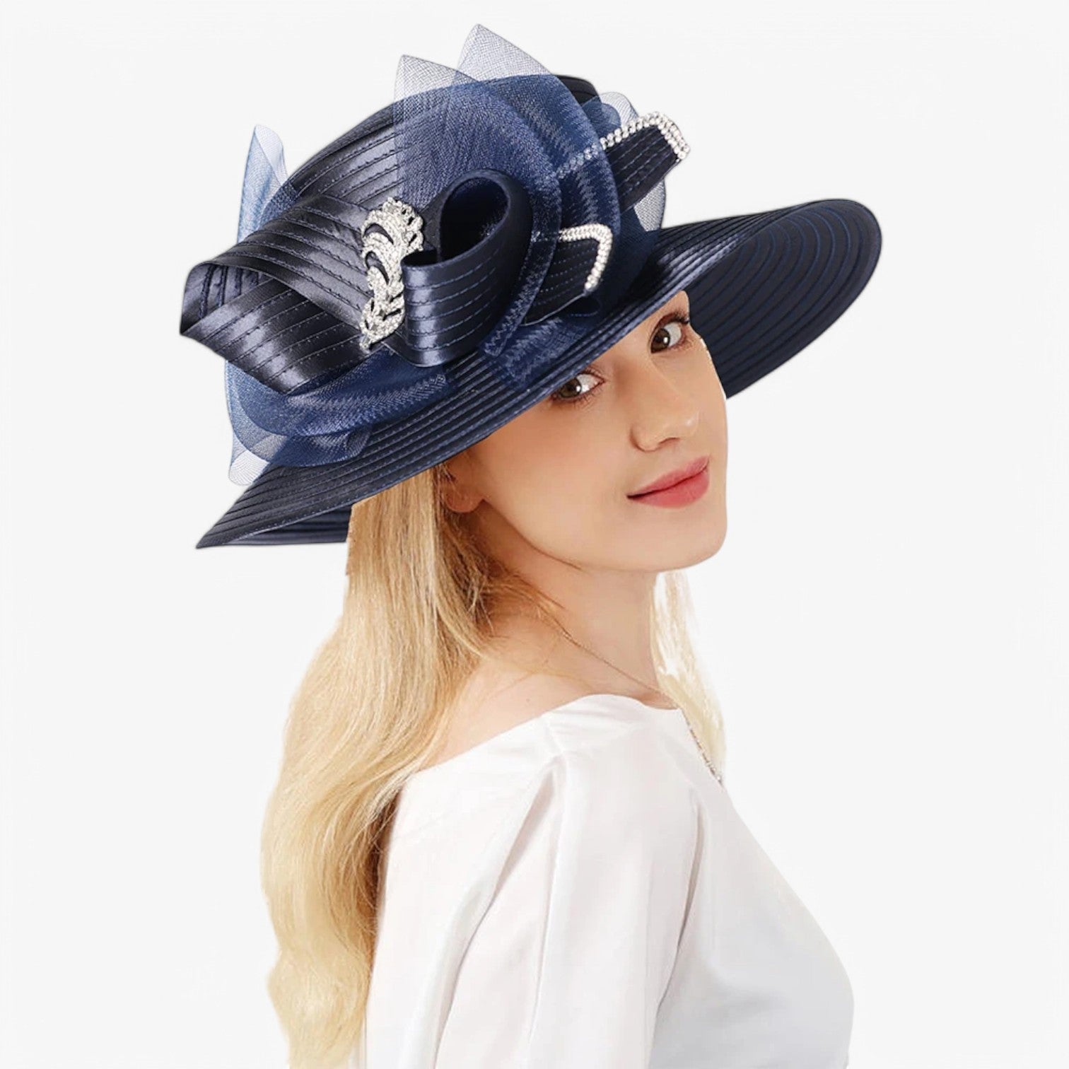 Esperanza | Cappello da festa nuziale di lusso – Satin elegante con bordo largo - - hat Hat for girls sun hat Sun Hats women hat - Concept Palermo