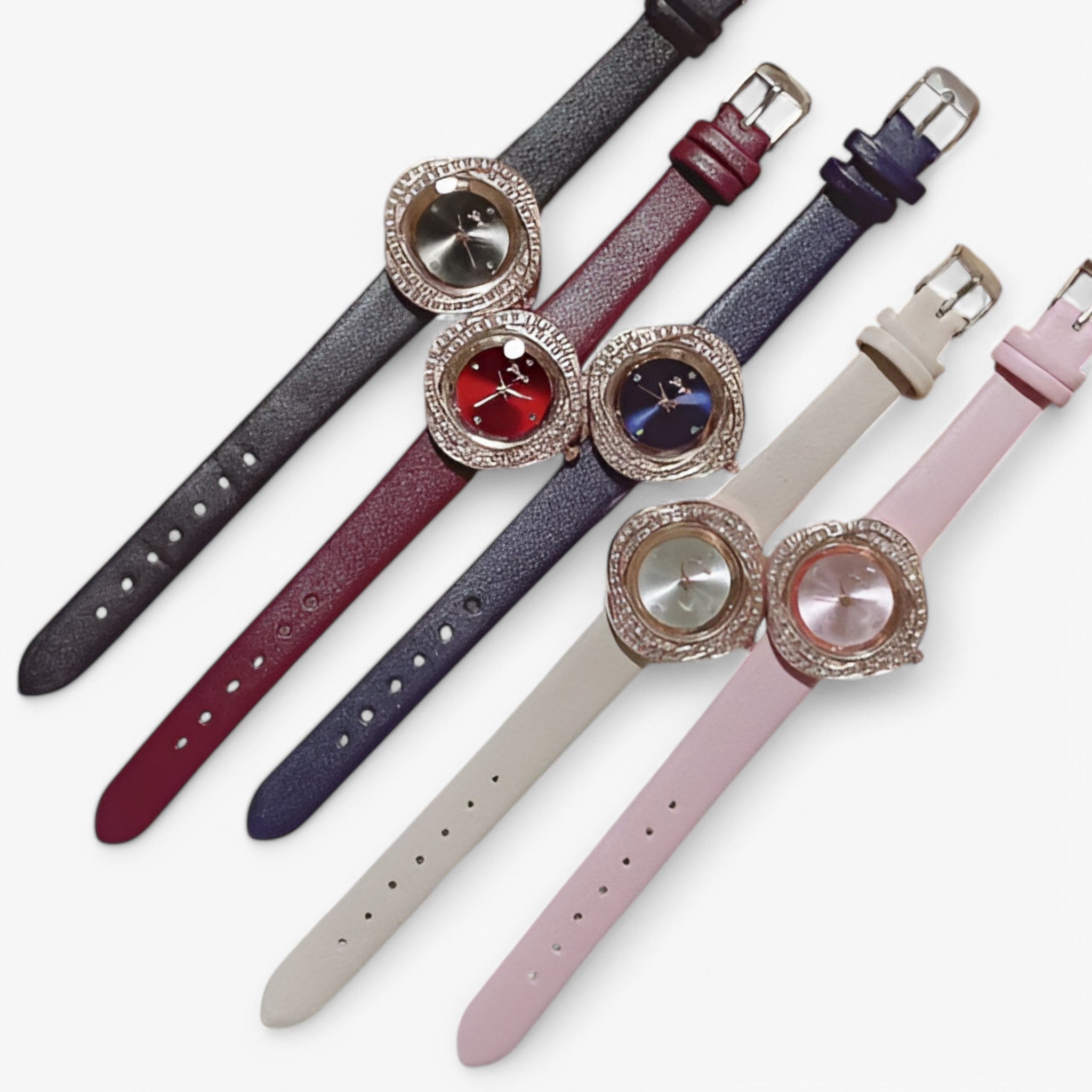 Patricia | Orologio da donna in pelle con quadrante a strass irregolari - - female watch watch for women - Concept Palermo