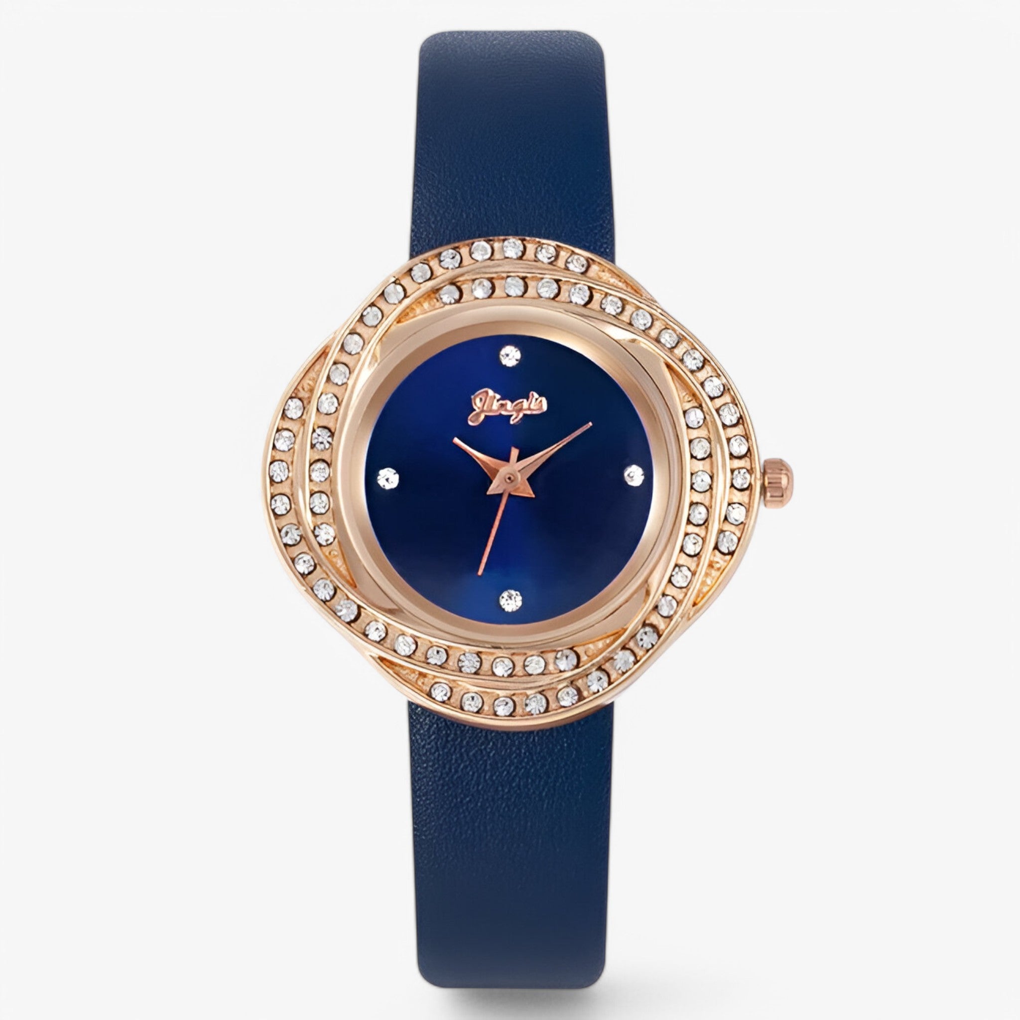 Patricia | Orologio da donna in pelle con quadrante a strass irregolari - Blu - female watch watch for women - Concept Palermo
