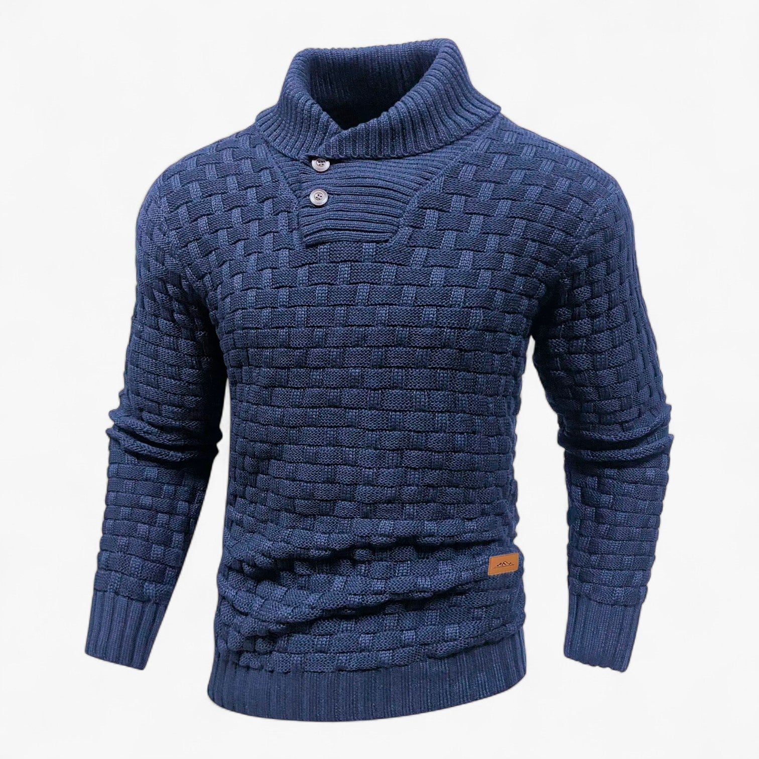 Nathan | Maglione morbido in maglia da uomo in stile invernale caldo con scollo rotondo - Navy - Sweater sweater men sweaters - Concept Palermo