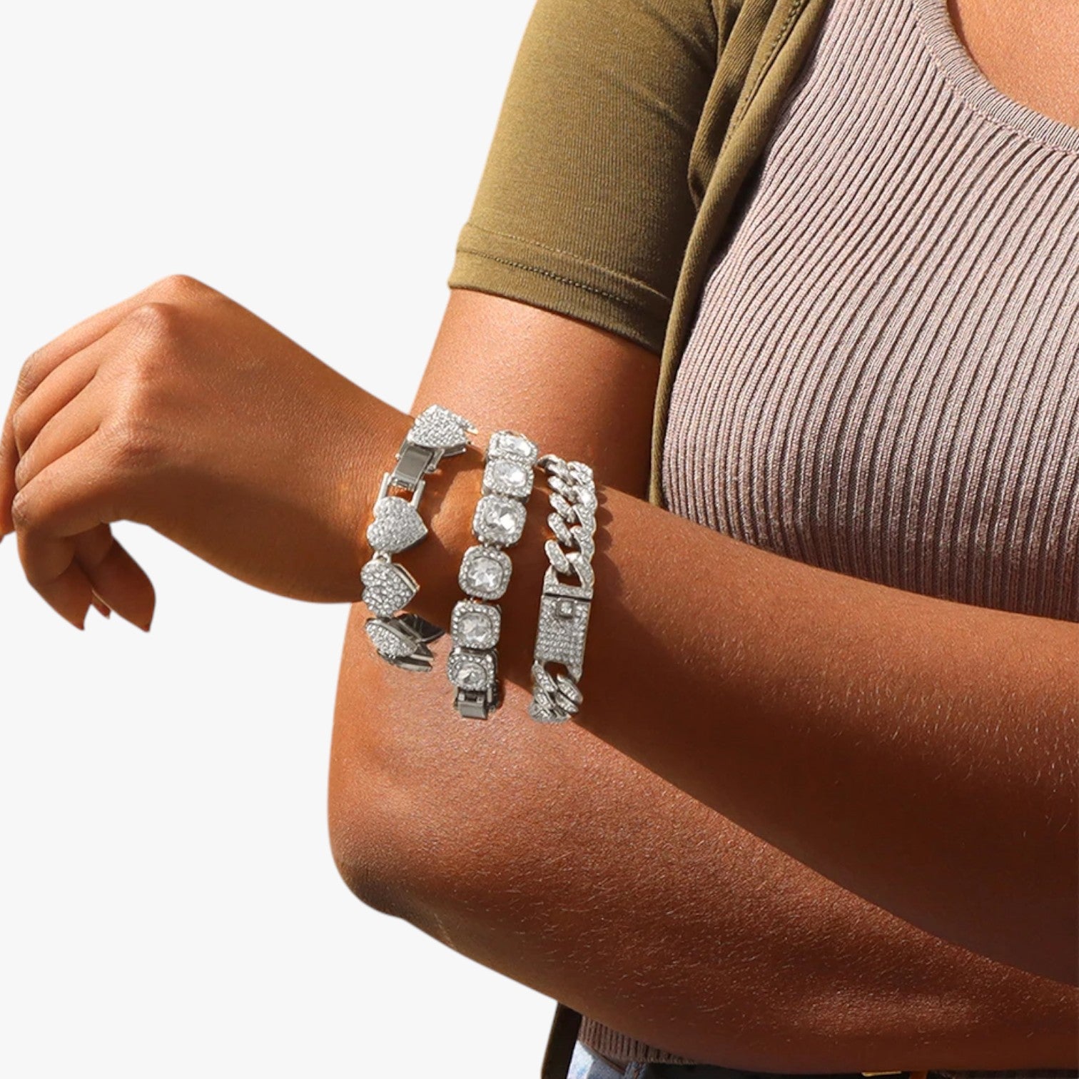 Emery | Bracciale Tennis con Ciondoli Cuore & Cristallo – Eleganza Hip Hop per Ogni Occasione - - BRACELET BRACELET FOR WOMEN BRACELETS bracelets for women women bracelets - Concept Palermo