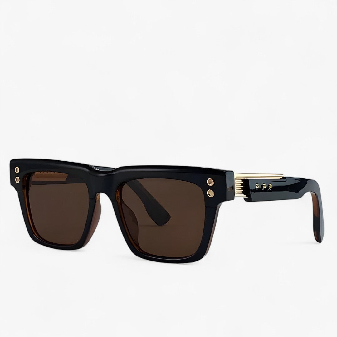 Aiden | Occhiali da sole steampunk quadrati stile luxury - Nero Marrone - Fashion Sunglasses men sunglasses polarized mens sunglasses Polarized man sunglasses Sunglasses sunglasses polarized men - Concept Palermo