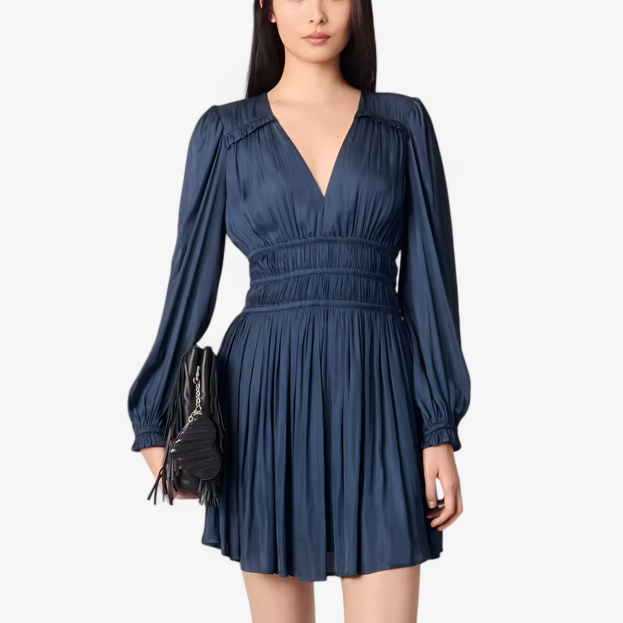 Valentina | Abito Elegante in Seta Simulata - BLU SCURO - - Concept Palermo