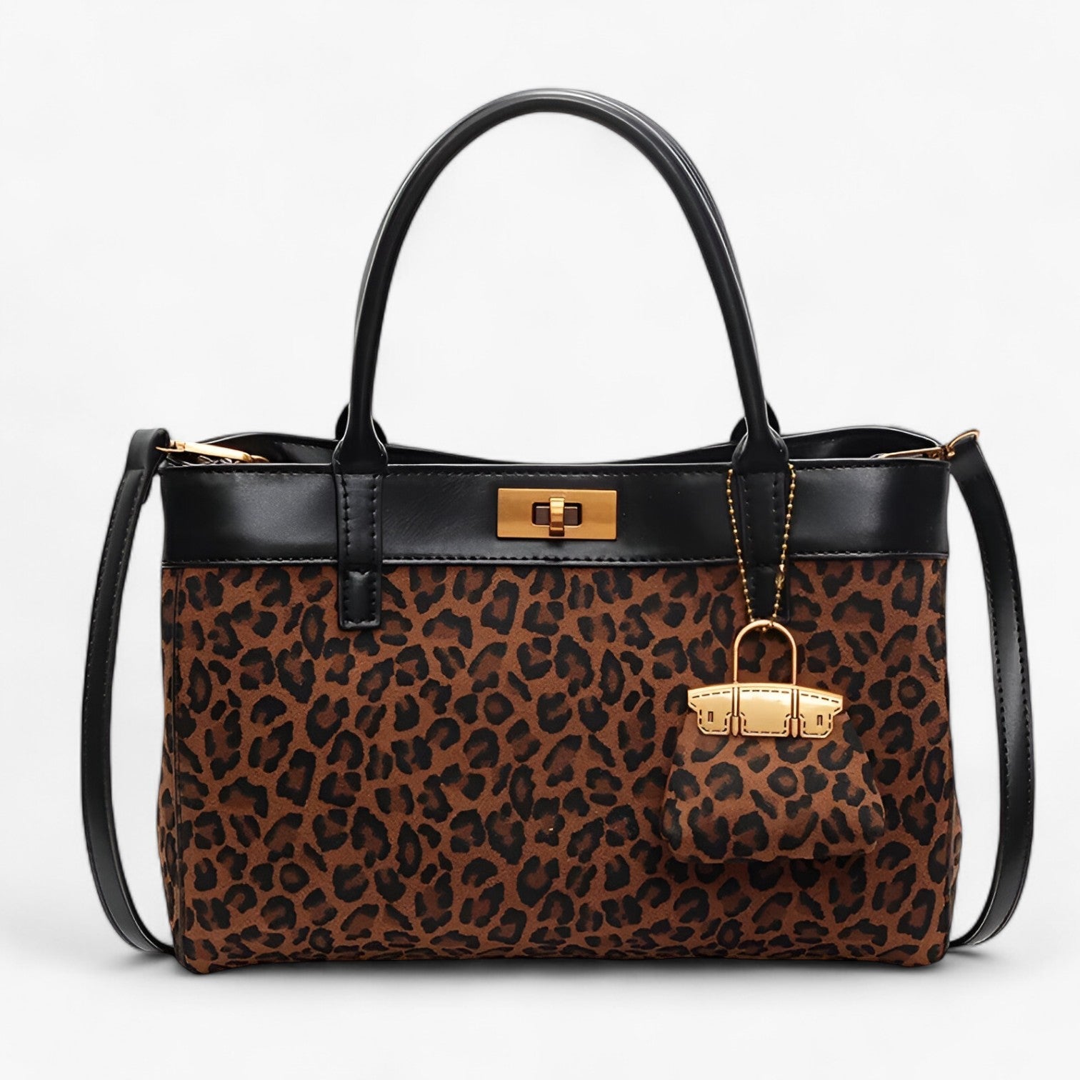 Irina | Tote alla Moda con Stampa Leopardo e Grande Capacità - marrone con nero - handbags Women's handbags - Concept Palermo