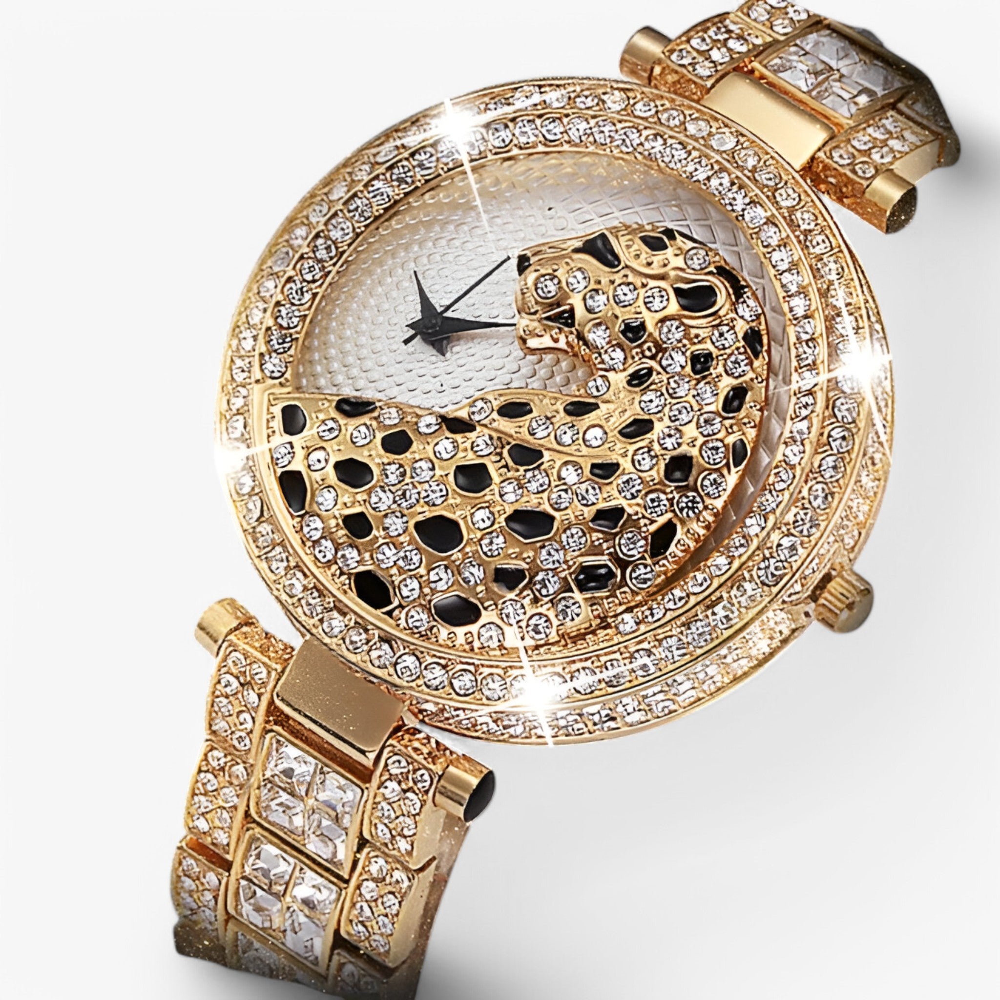 Heidi | Orologio al Quarzo Dorato con Brillantini e Motivo Leopardo - - female watch watch for women - Concept Palermo