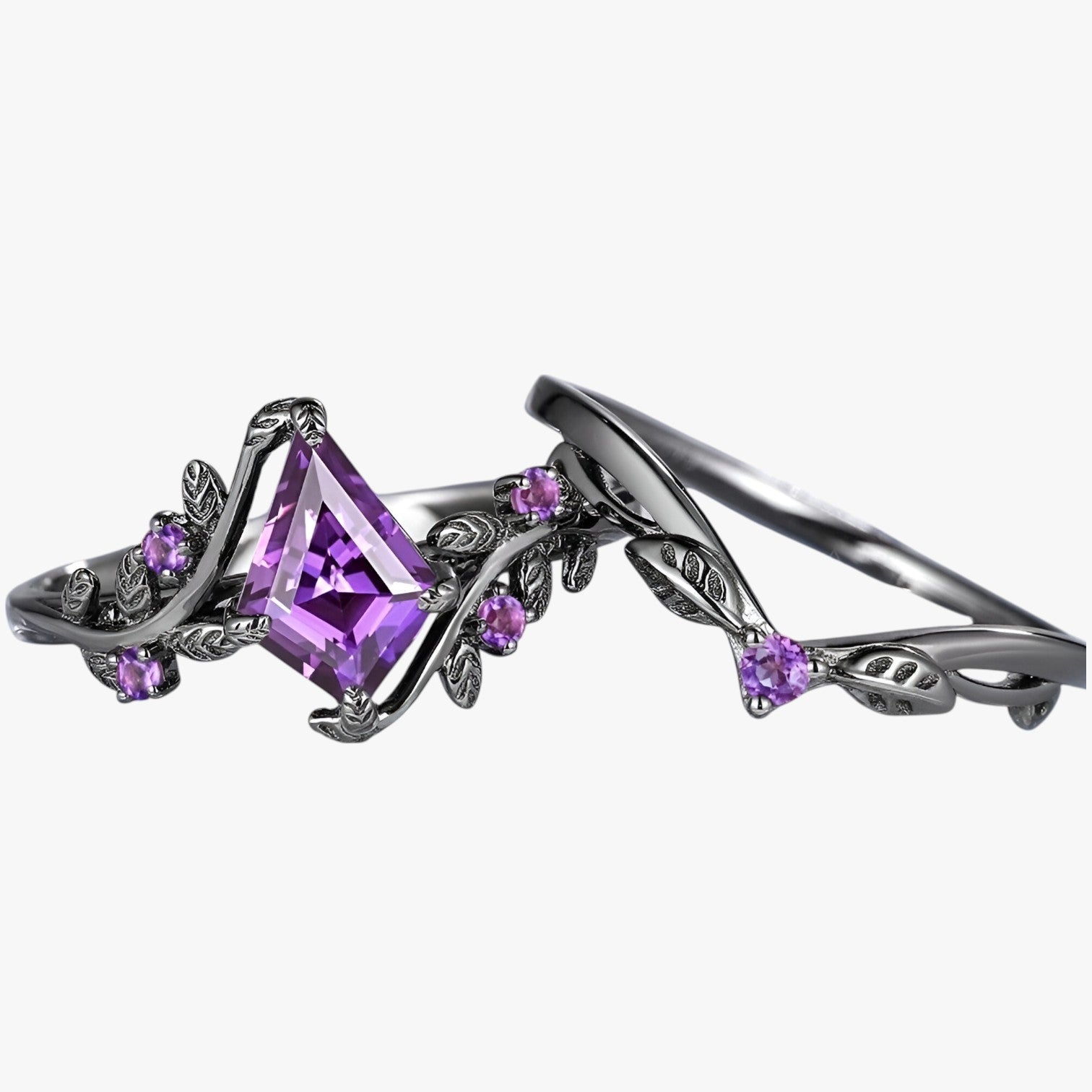 Eva | Set di Anelli Viola Impilabili Stile Goth Elegante - - Ring Rings women ring - Concept Palermo