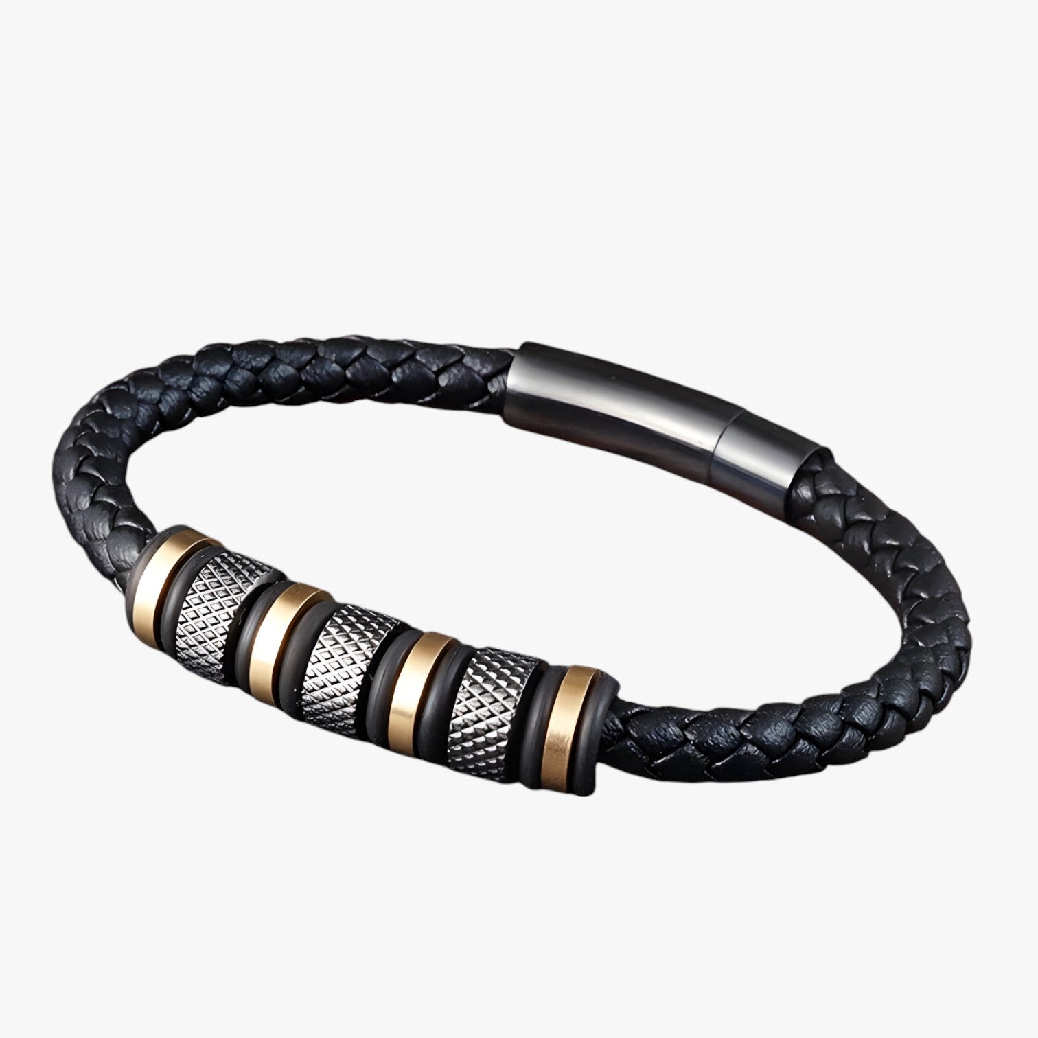 Ryder | Bracciale Uomo in Pelle Intrecciata con Perline in Acciaio - - BRACELET bracelet for men BRACELETS mens bracelet - Concept Palermo