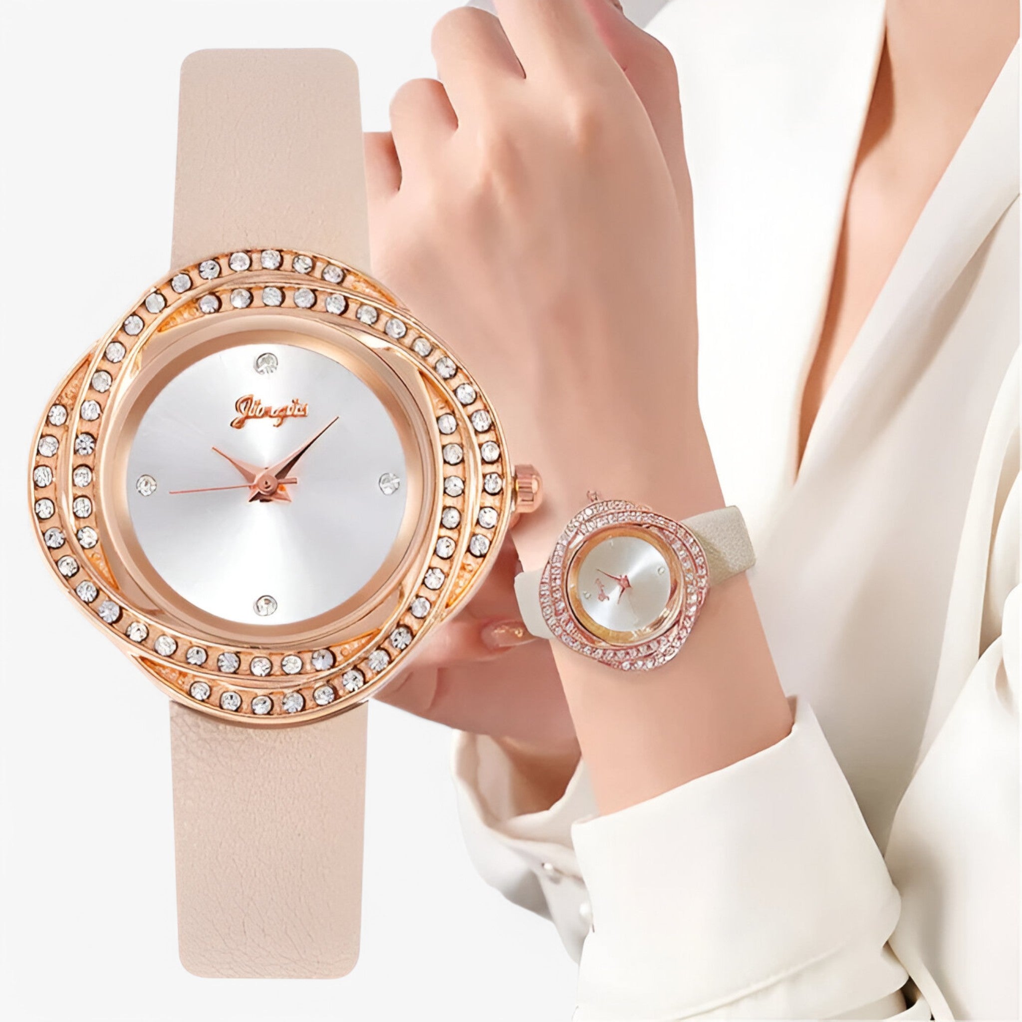 Patricia | Orologio da donna in pelle con quadrante a strass irregolari - - female watch watch for women - Concept Palermo