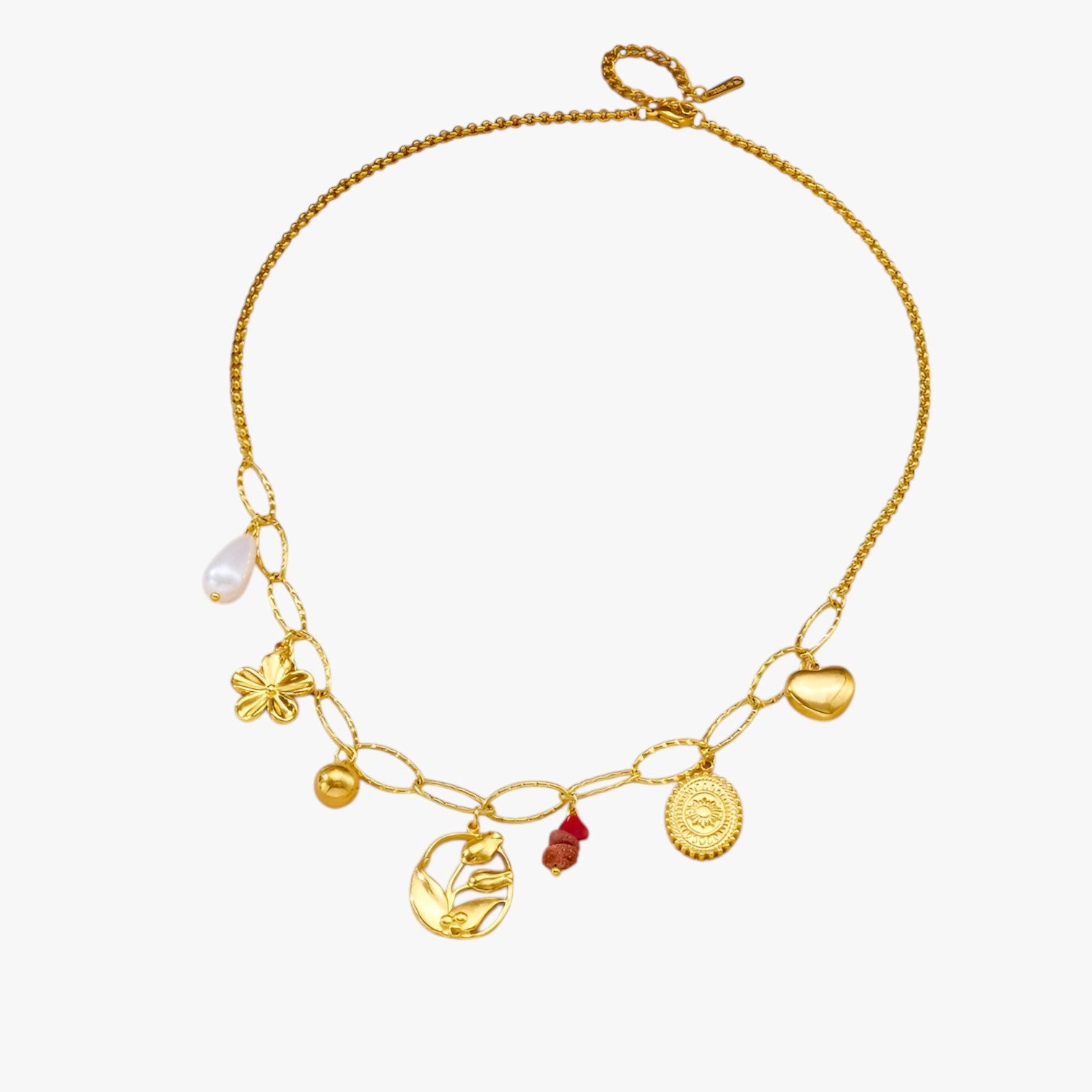 Bailey | Collana elegante con ciondoli cuore e tulipano. - - elegant womens necklaces necklace NECKLACES Necklaces for Women - Concept Palermo