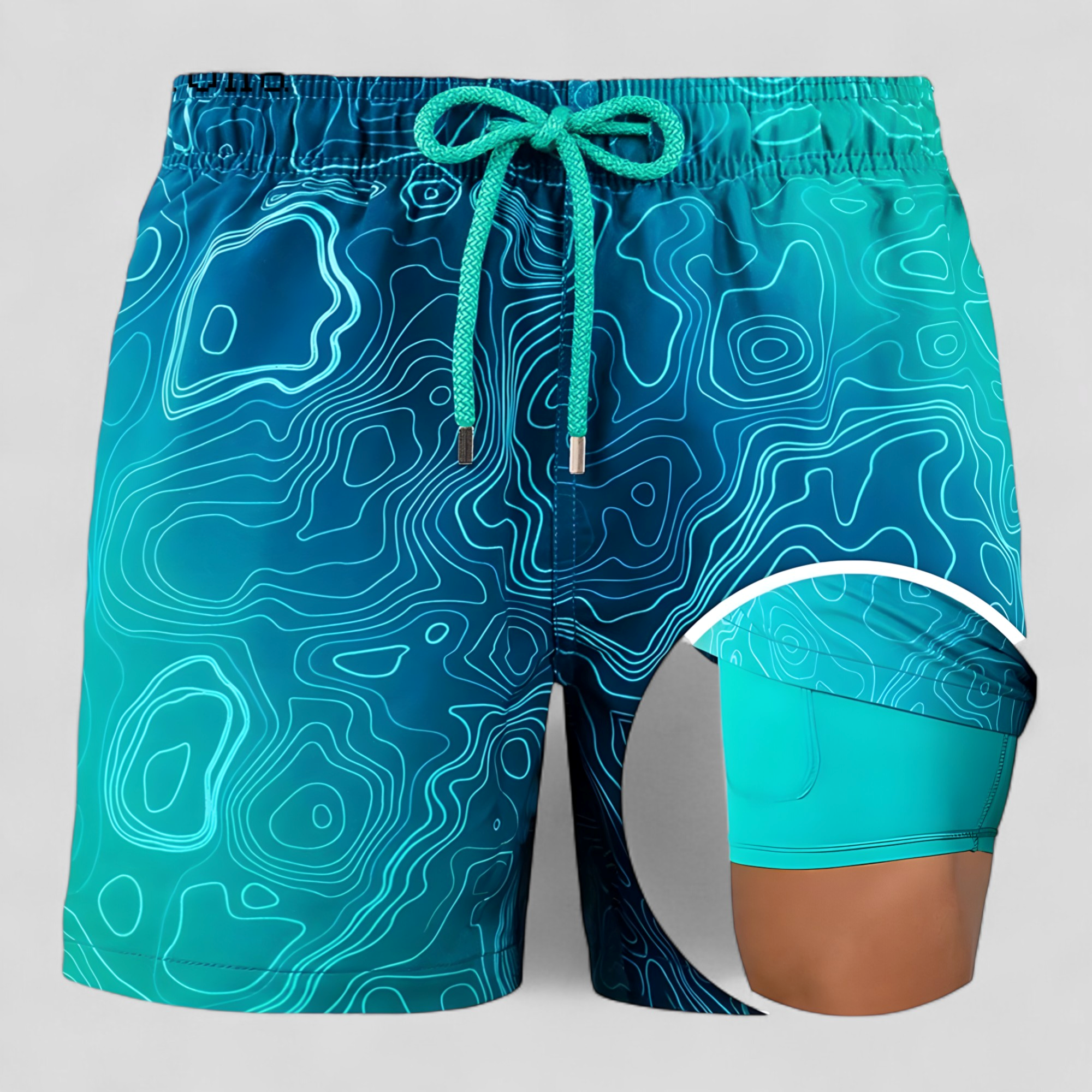 Cesare | Costume Uomo Asciugatura Rapida con Tasche - Verde 1 - abbigliamento mare cintura con cordino costume da bagno costume da bagno rapido costume da bagno uomo costume elegante costume per attività acquatiche nuoto e sport acquatici shorts da nuoto tasca interna costume - Concept Palermo