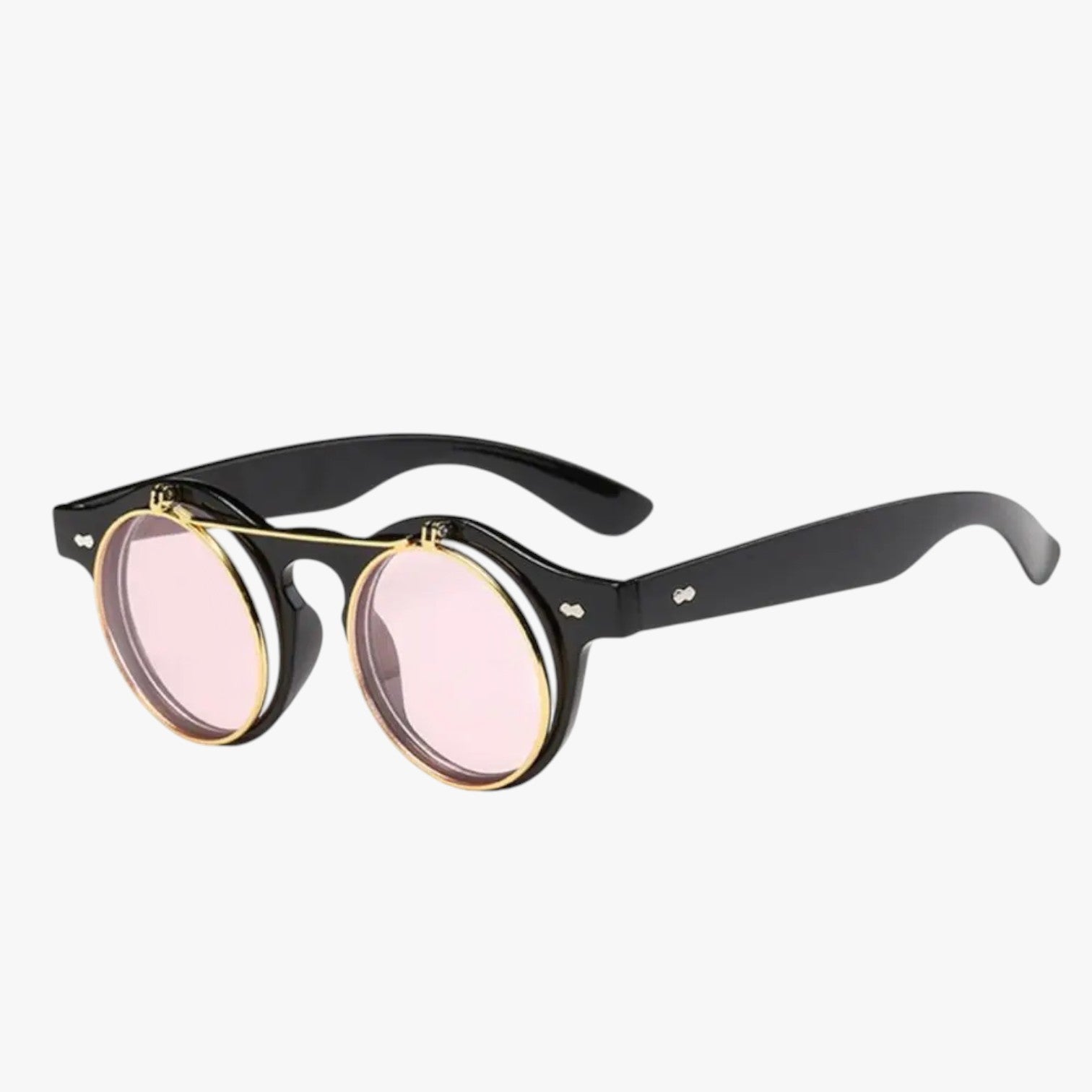 Zain | Occhiali da Sole Retrò Unisex Doppia Lente Flip & Protezione UV Punk - nero rosa - Fashion Sunglasses mens sunglasses Sunglasses - Concept Palermo