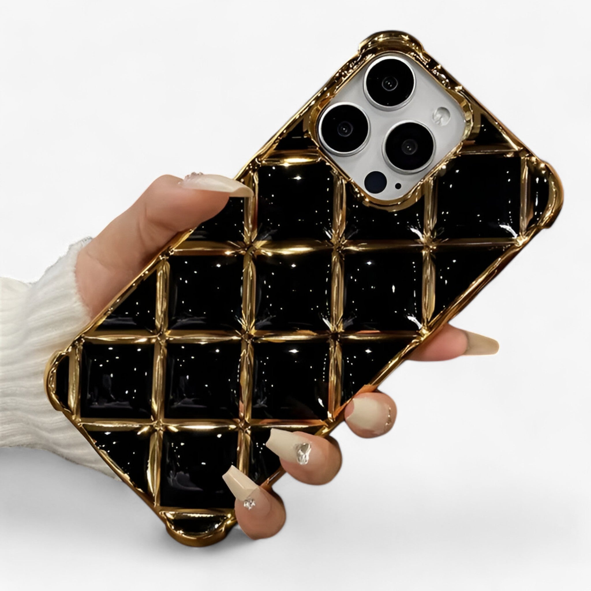 Elena | Lussuosa custodia per telefono Diamond Grid - Nero - - Concept Palermo