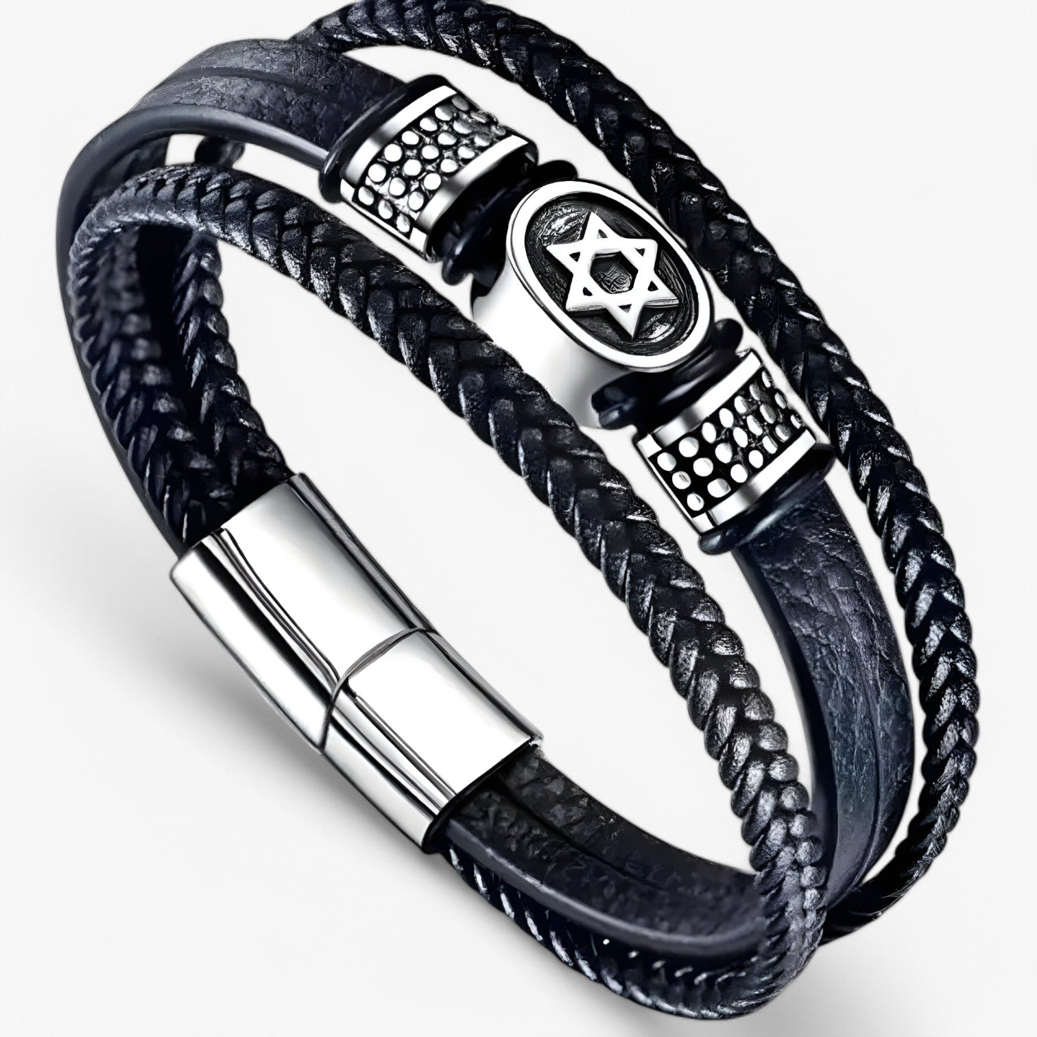 David | Bracciale in Cuoio a Strati Elegante con Chiusura Magnetica - - BRACELETS mens accessory mens bracelet - Concept Palermo