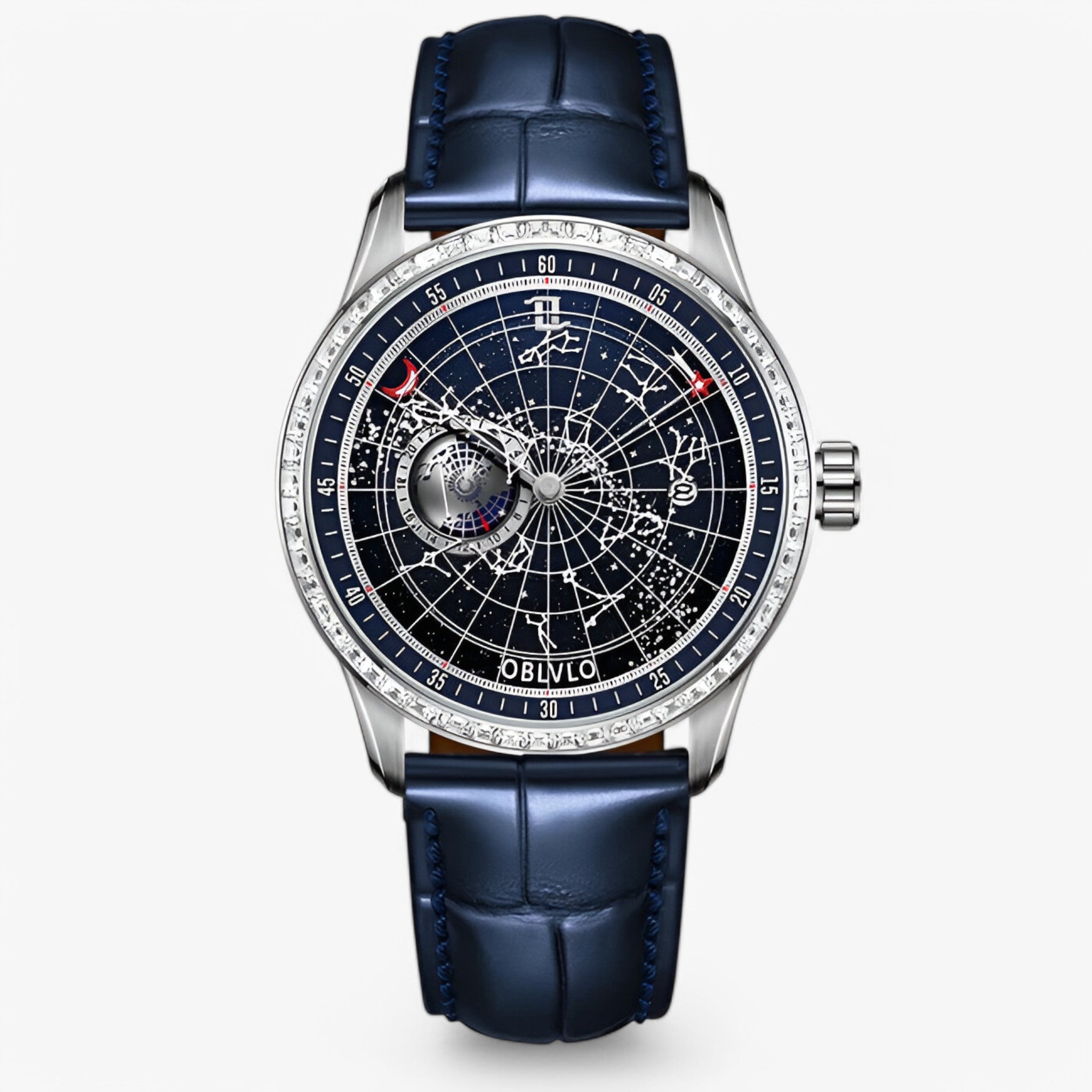 Apollo | Orologio Meccanico di Lusso con Cinturino in Pelle - blu argento - - Concept Palermo