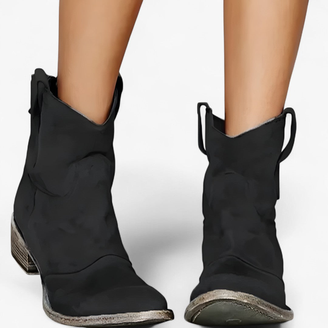 Bria | Stivaletto western in pelle scamosciata - Nera - Accessoires Dames Schoenen - Concept Palermo