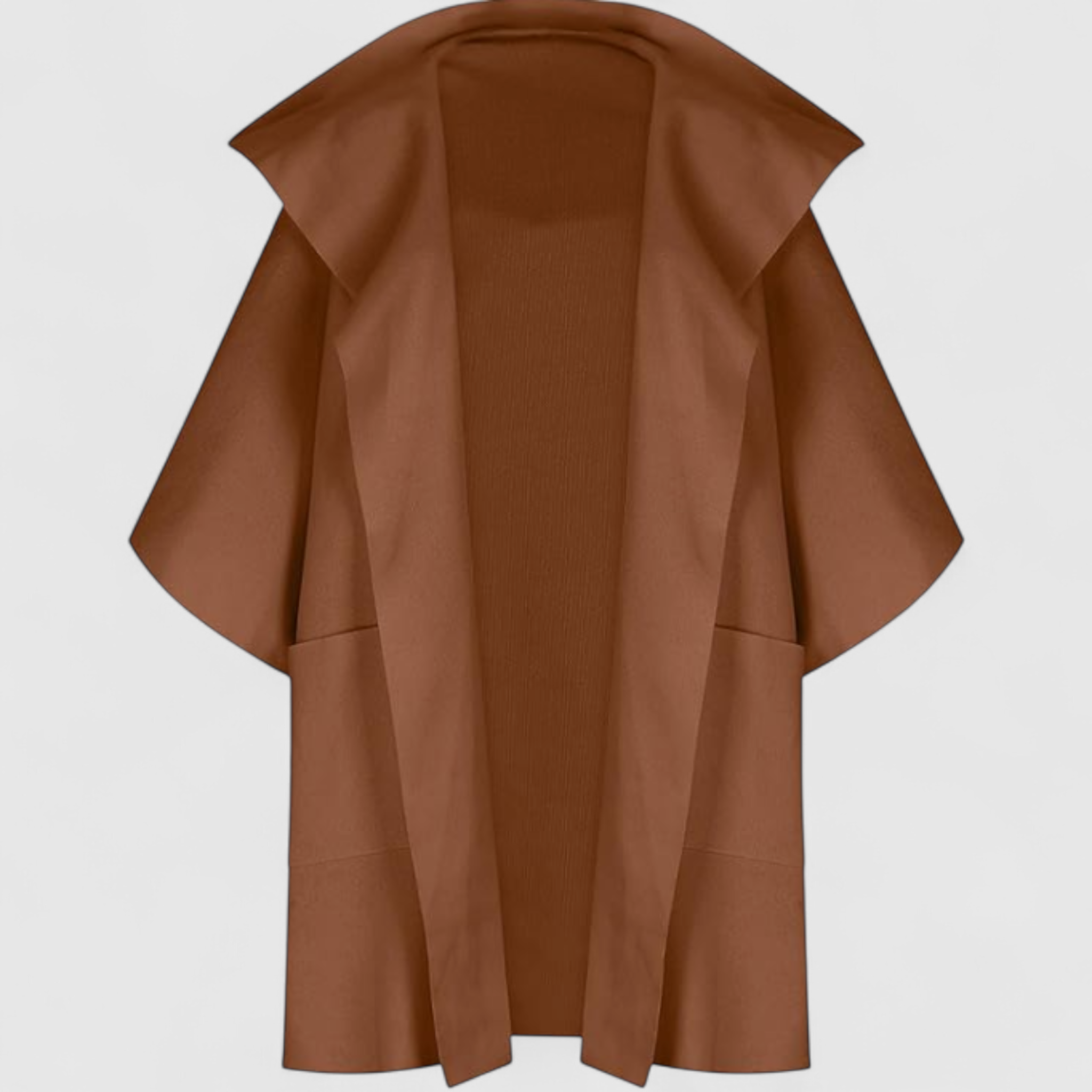 Mikte | Cappotto Donna Elegante Midi con Maniche - Marrone - abbigliamento casual cappotto colori vari cappotto con collo a revers cappotto cotone cappotto elegante cappotto maniche midi cappotto midi cappotto primaverile cappotto taglie grandi - Concept Palermo