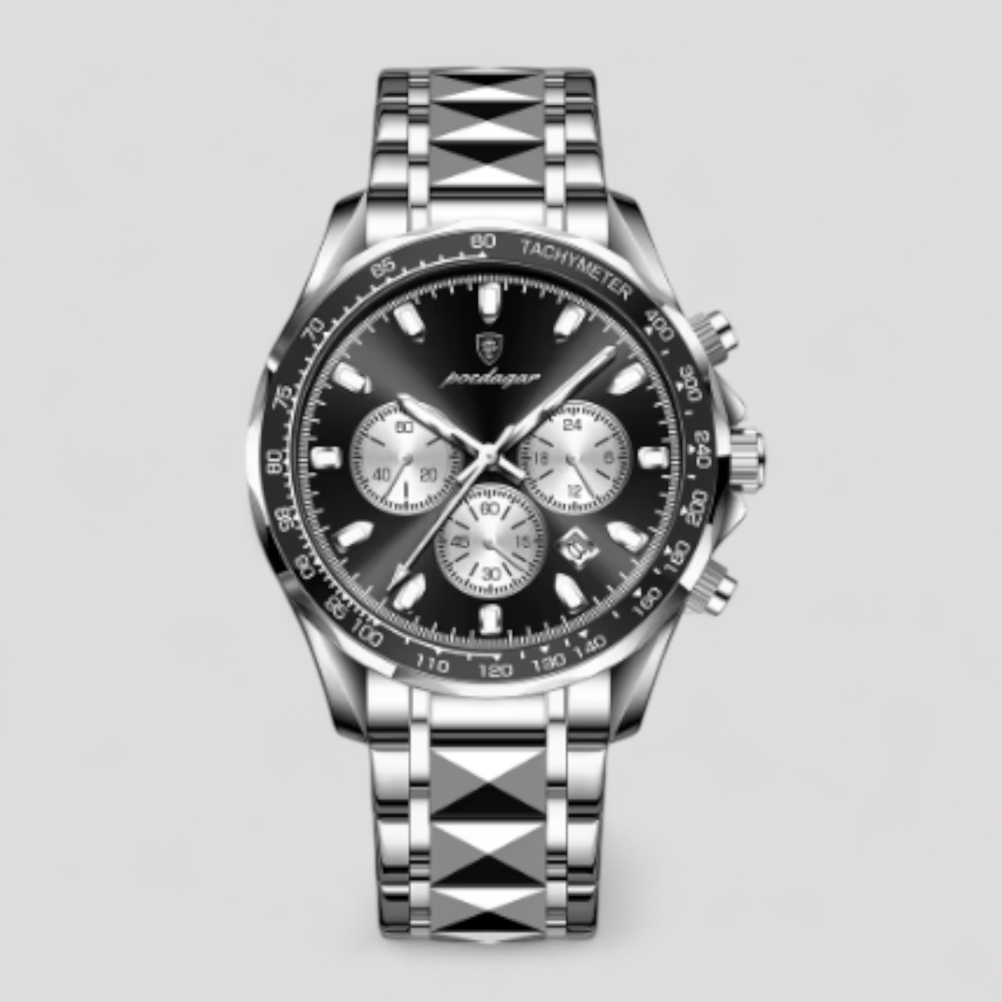 Adriano | Orologio Cronografo in Acciaio di Lusso - Nero - watches - Concept Palermo