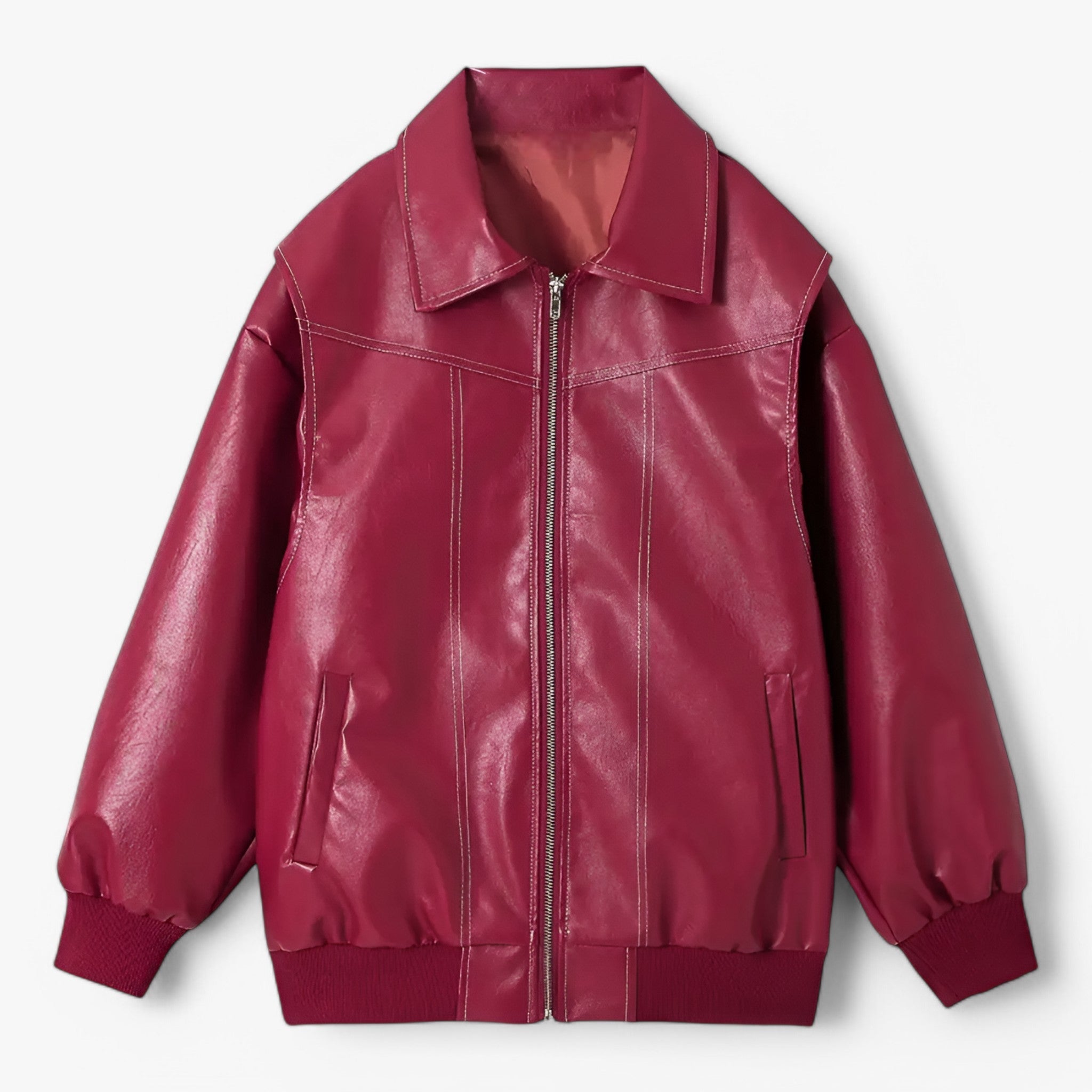 Fiore - Giacca Chic da donna in similpelle - Rosso Bordeaux - - Concept Palermo