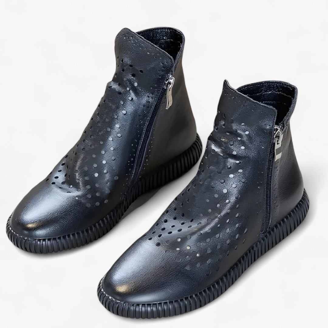 Dalia | Stivali gladiatore in vera pelle con taglio cavo in stile boho - Nera - BOOTS Boots & Shoes - Concept Palermo