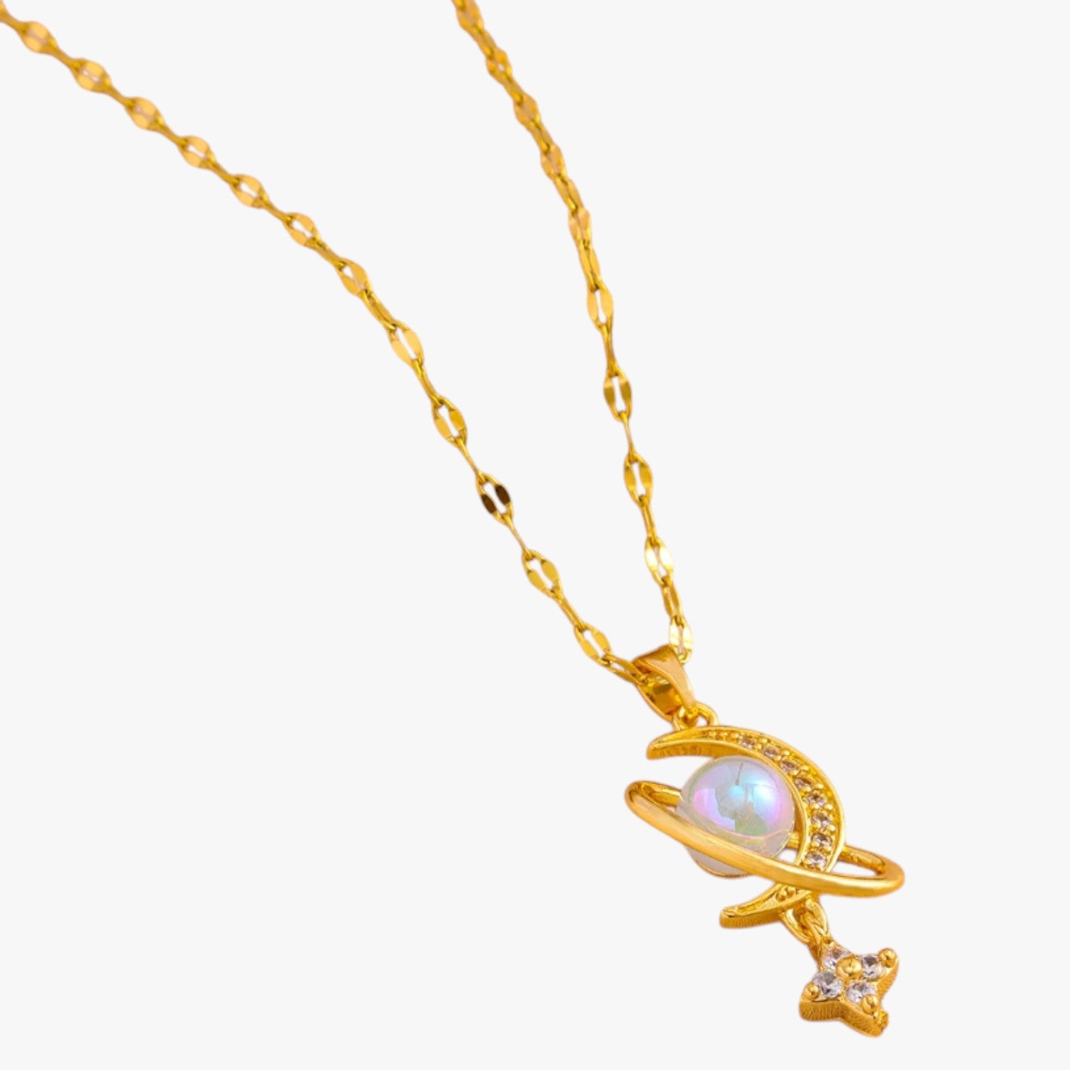 Ivanna | Collana romantica in acciaio inossidabile con luna e stella - - elegant womens necklaces necklace NECKLACES Necklaces for Women - Concept Palermo