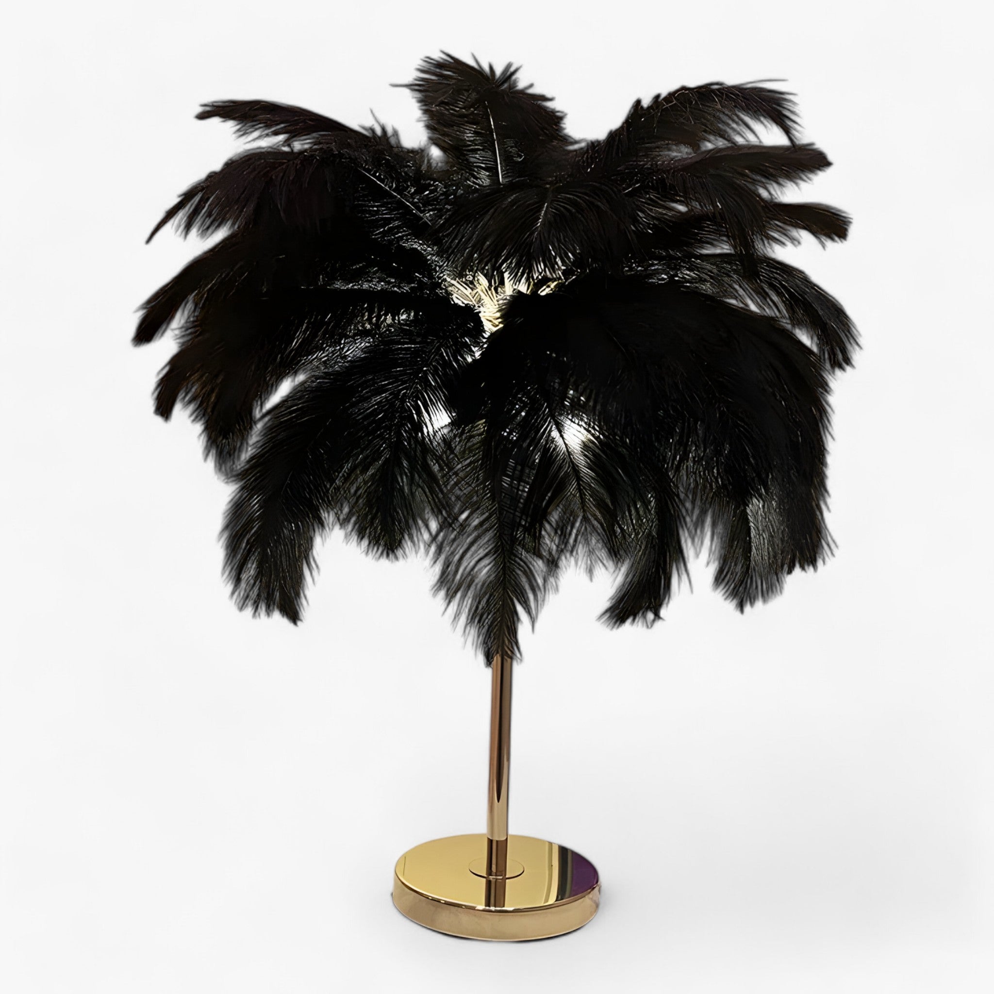 FeatherGlow | Lampada da tavolo con controllo touch - LED con piume per matrimoni e decorazioni di interni - Nero - Decor home decor - Concept Palermo