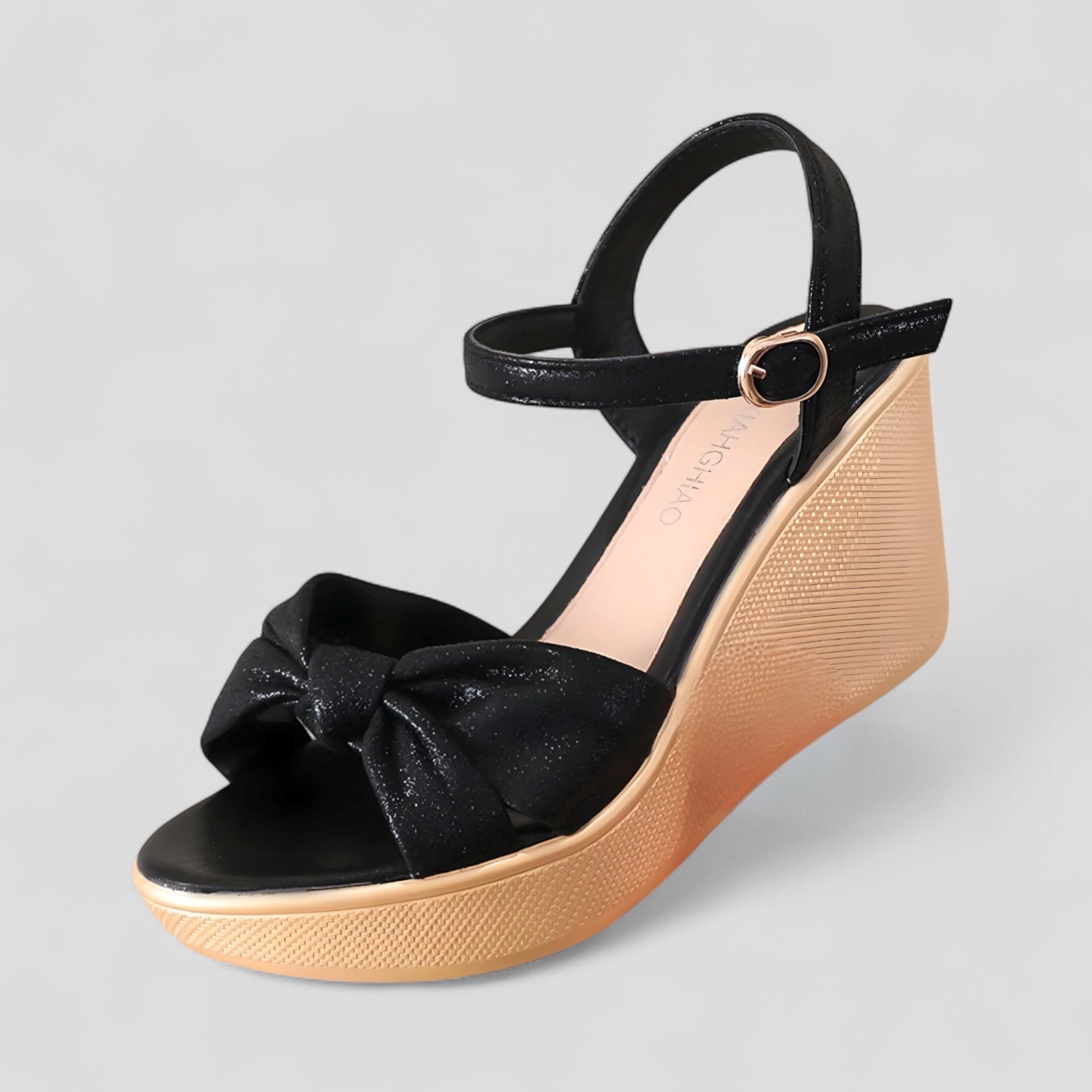 Ellen | Sandali plateau da donna con dettaglio a ginocchio e tacco a cono - Nero - breathable sandals casual sandals elegant sandals fashion sandals must-have sandals walking sandals - Concept Palermo