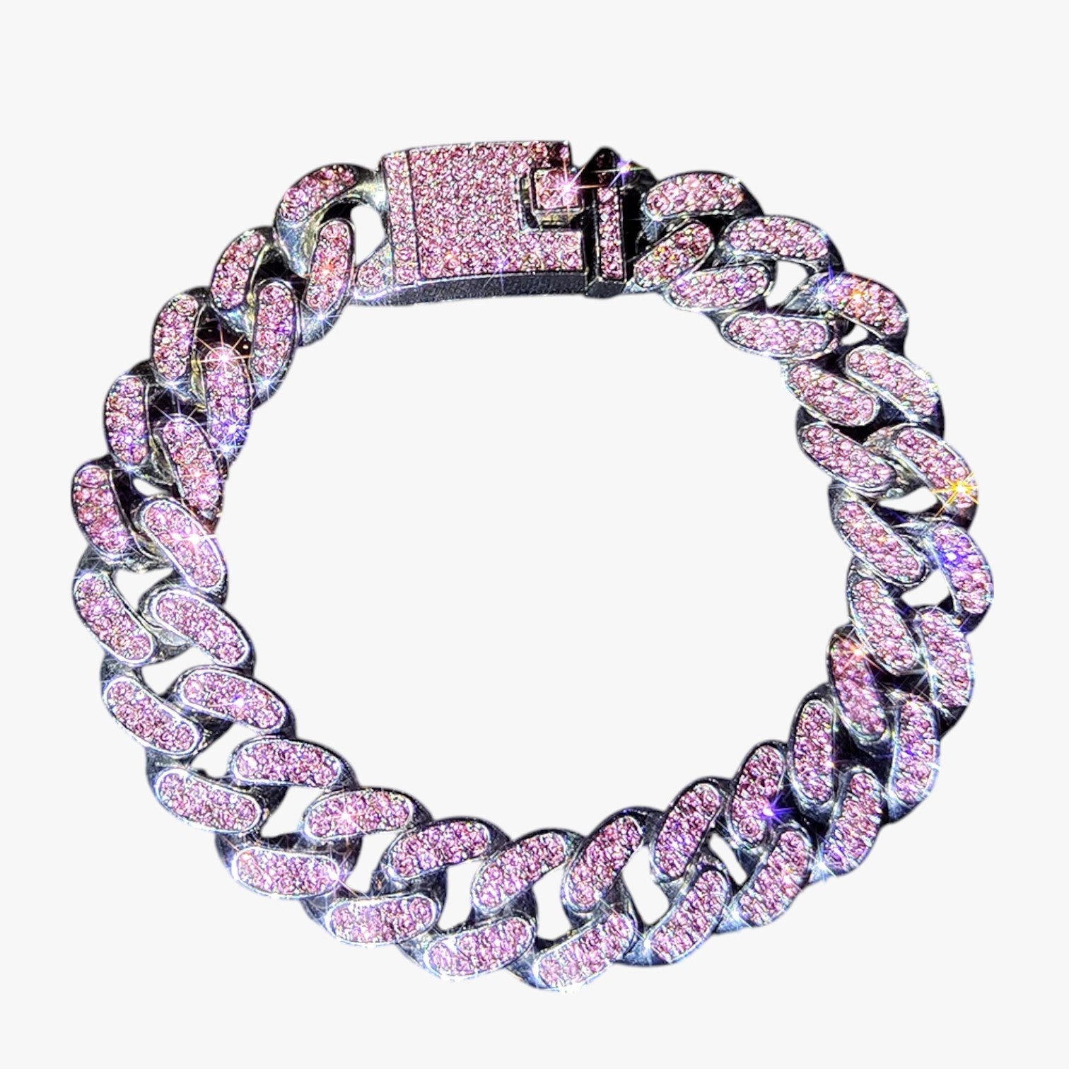 Emery | Bracciale Tennis con Ciondoli Cuore & Cristallo – Eleganza Hip Hop per Ogni Occasione - Rosa 4 - BRACELET BRACELET FOR WOMEN BRACELETS bracelets for women women bracelets - Concept Palermo