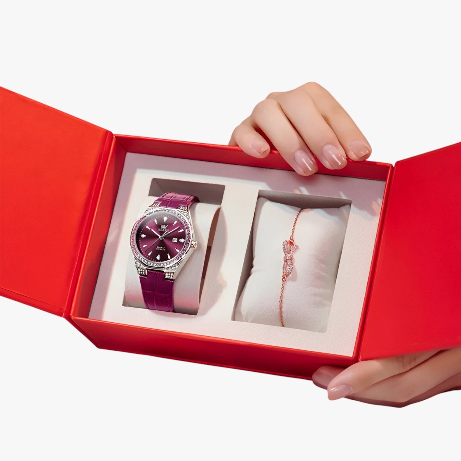 Autumn | Elegante orologio impermeabile con cinturino in pelle - Set Rosso Vino - female watch ladies watch watch watch for women watches - Concept Palermo