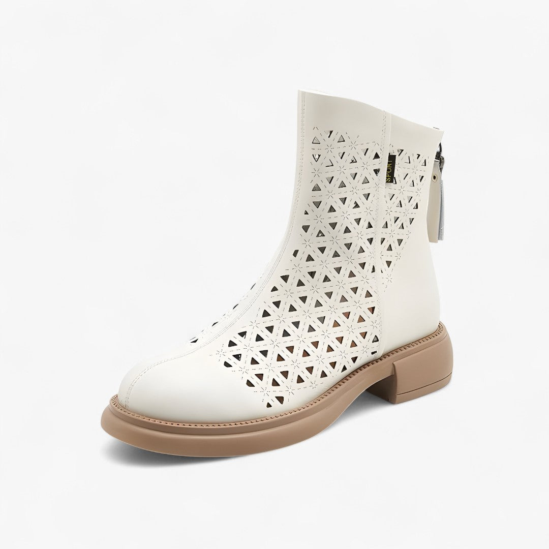 Irene | Stivali estivi con plateau traforati e cerniera posteriore - Beige - shoes summer shoes - Concept Palermo