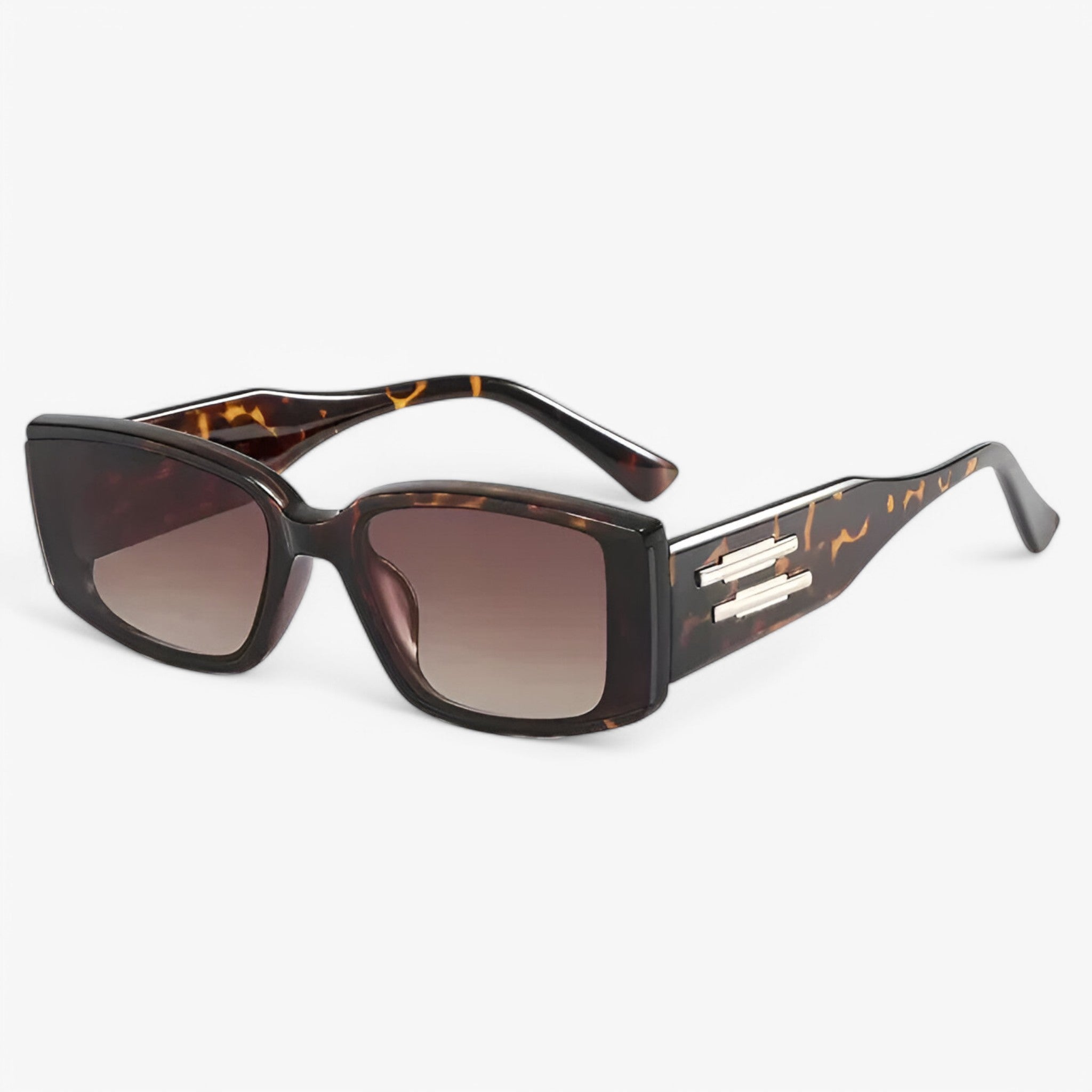 David | Occhiali da sole retrò con montatura rettangolare piccola - Tè Leopardo Come immagine - shades for men - Concept Palermo