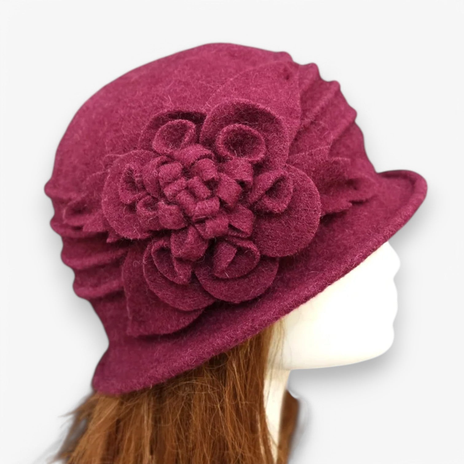 Arlett | Cappello Fedora di Lana per Madri – Caldo e Morbido - Rosso Vino 57 - bucket hats hat Hat for girls women hat - Concept Palermo