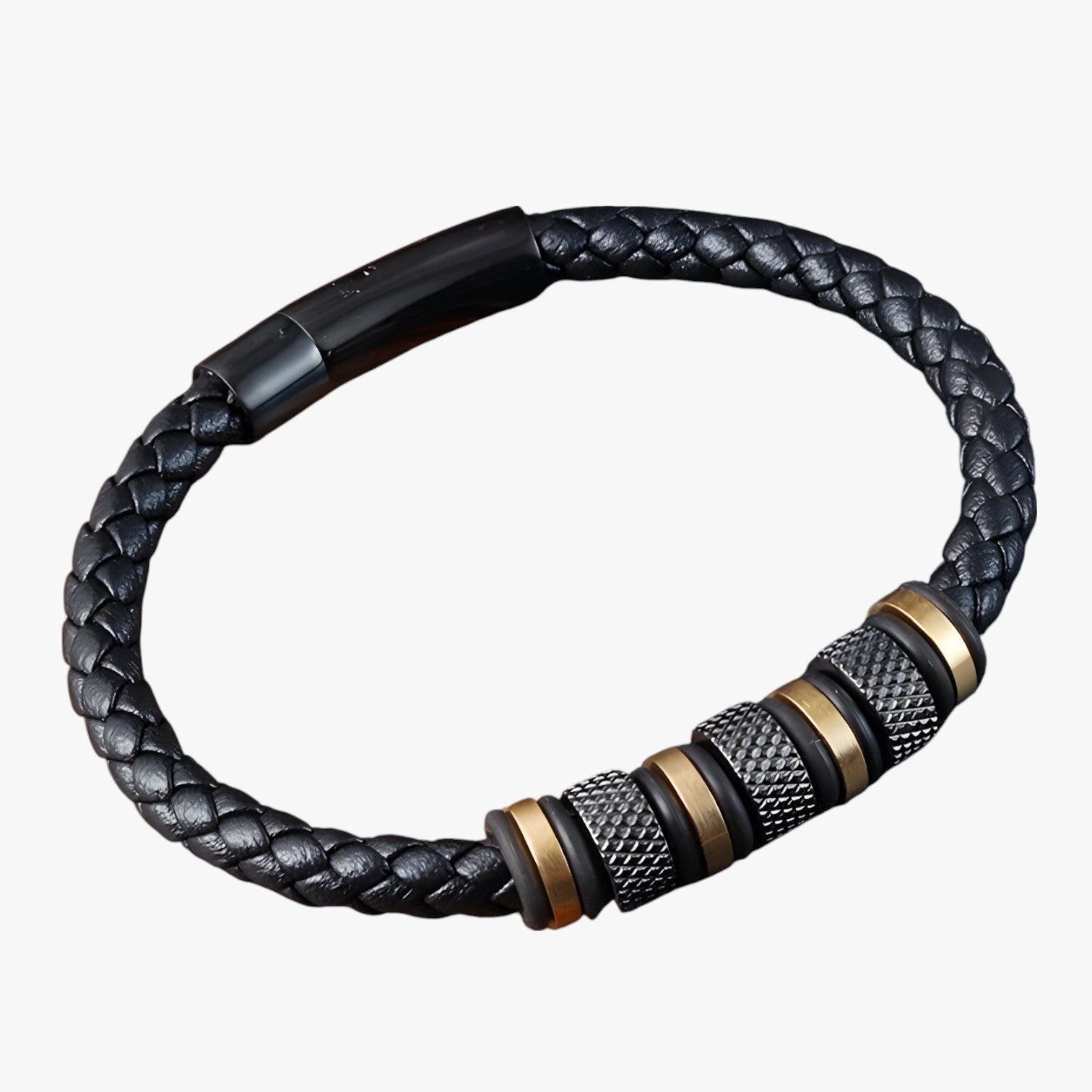 Ryder | Bracciale Uomo in Pelle Intrecciata con Perline in Acciaio - - BRACELET bracelet for men BRACELETS mens bracelet - Concept Palermo